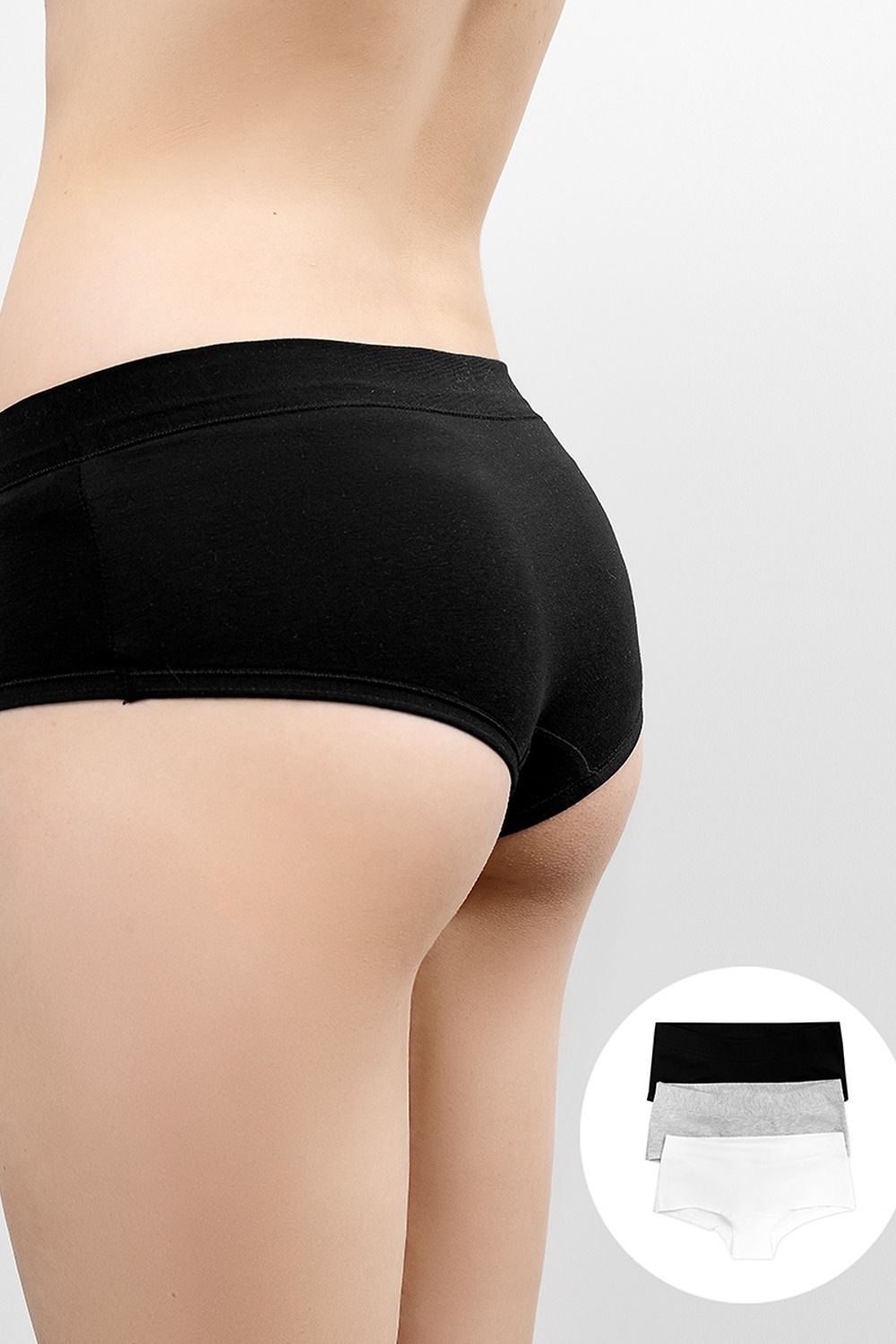 Трусы женские 412237-3 - белый, серый меланж, черный