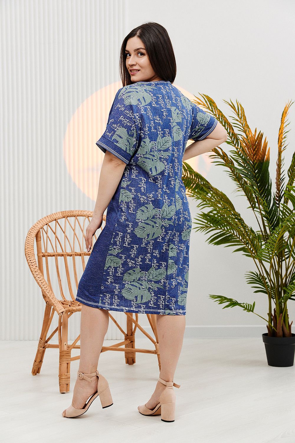 Платье 7139 - монстера зеленая