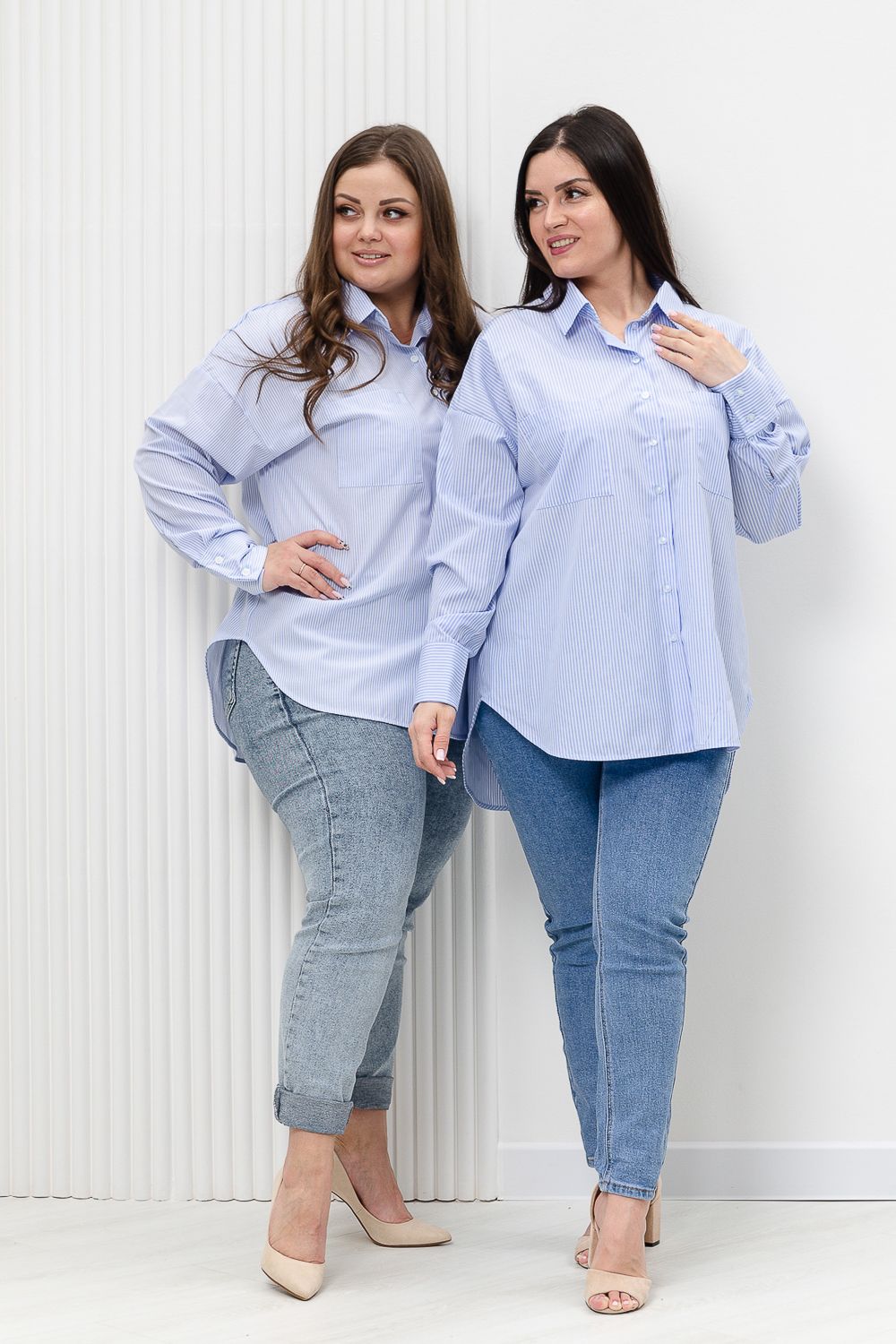 Блузка арт. БЛ-10-401 - полоска голубая широкая