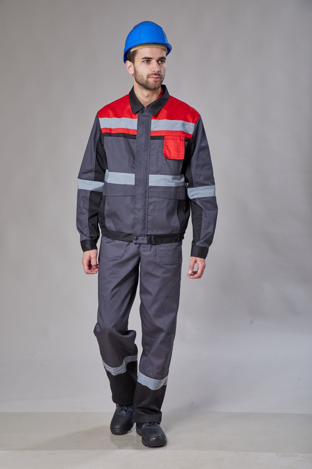 Костюм мужской Вива-СТ - серый+красный