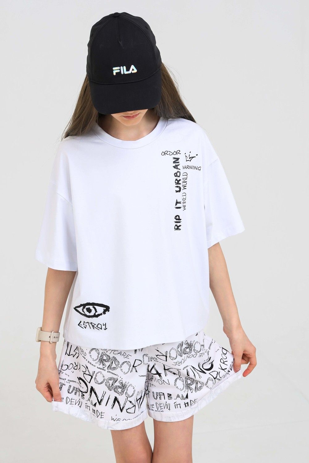 Футболка 1580 - белый,черный