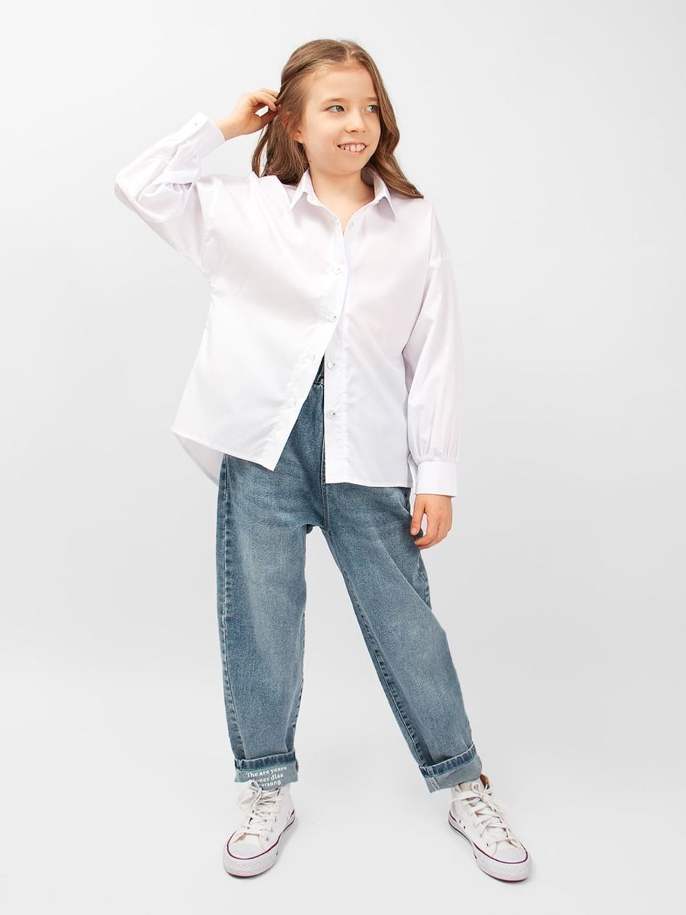 Блузка для девочки оверсайз SP1012 - белый