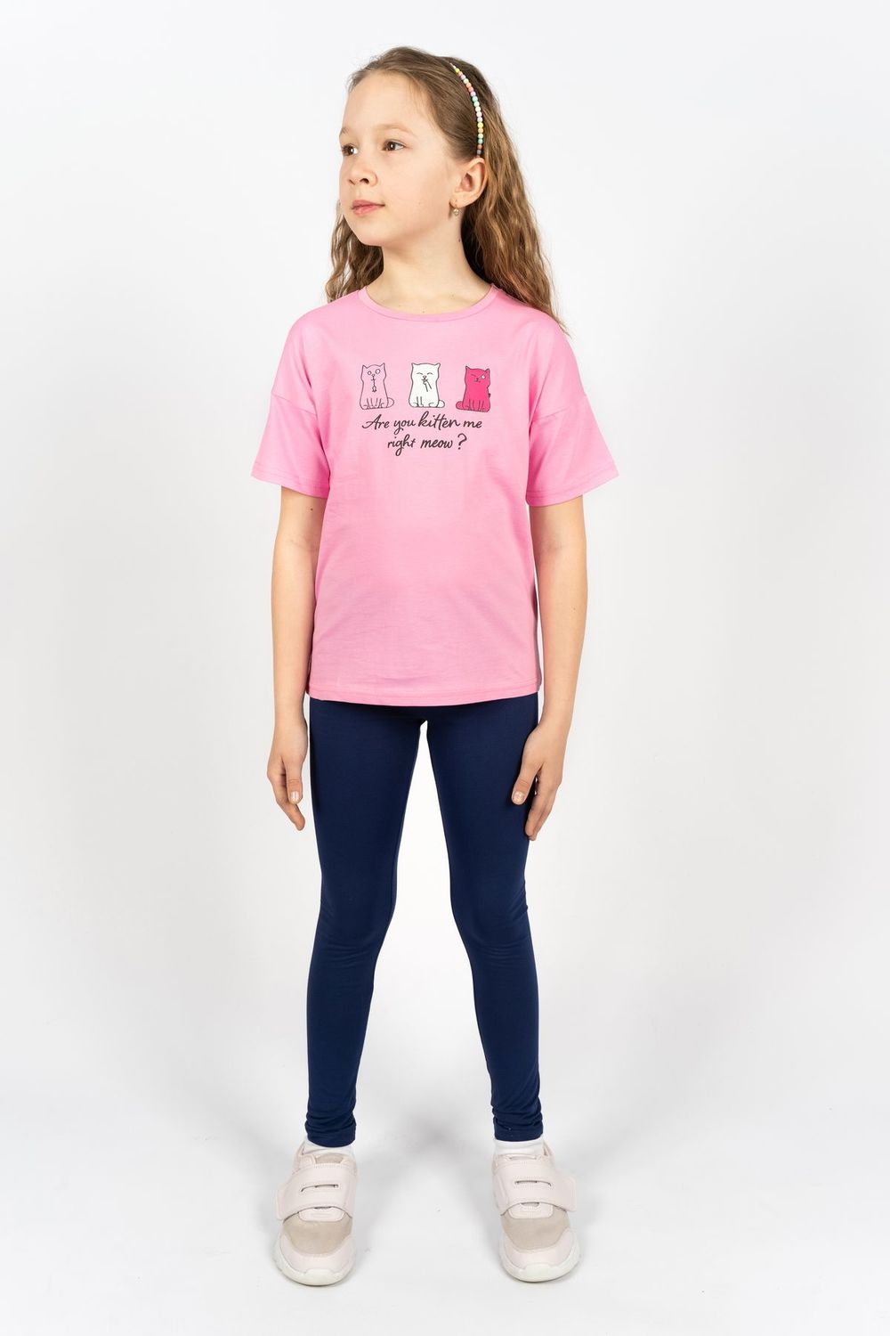 Комплект для девочки 41103 (футболка+лосины) - с.розовый/синий
