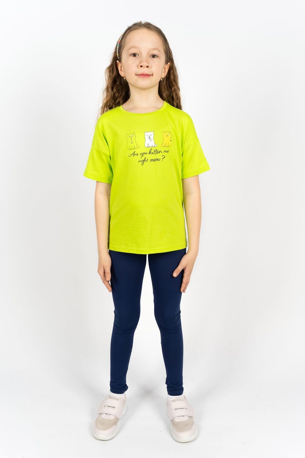 Комплект для девочки 41103 (футболка+лосины) - салатовый/синий