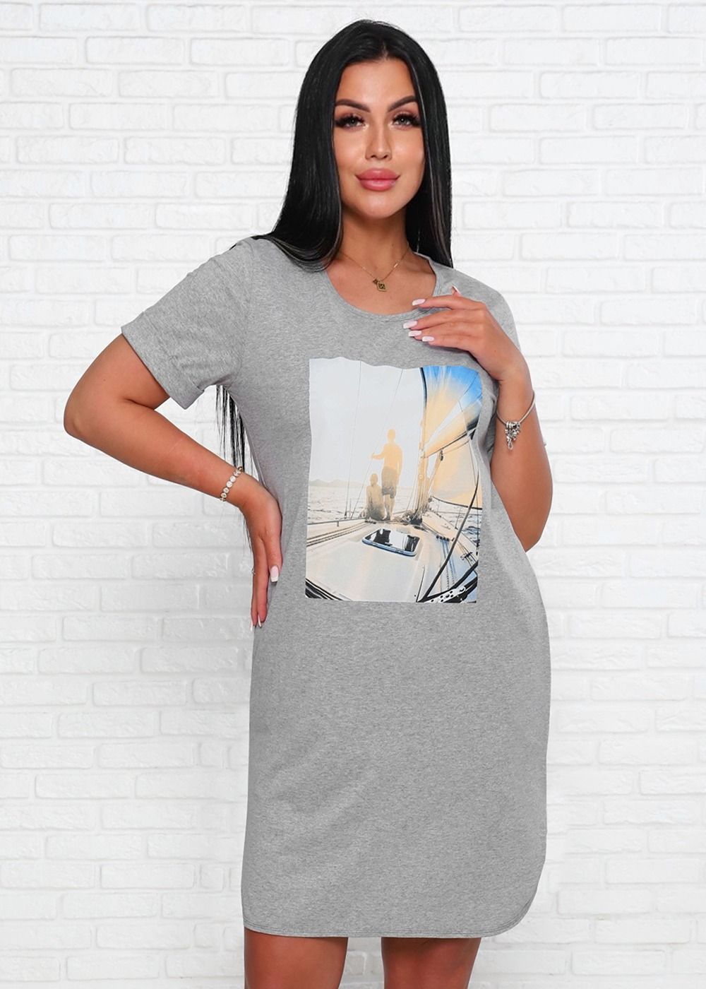 Туника 33515 - серый меланж