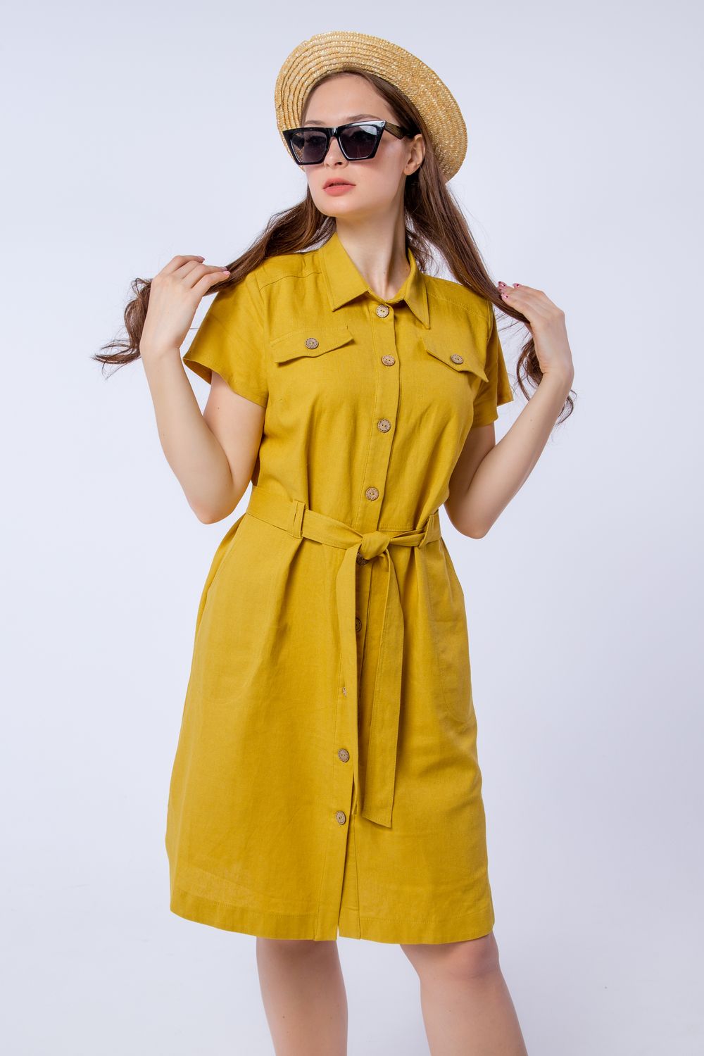 Платье женское LenaLineN арт. 003-117-23 - горчица