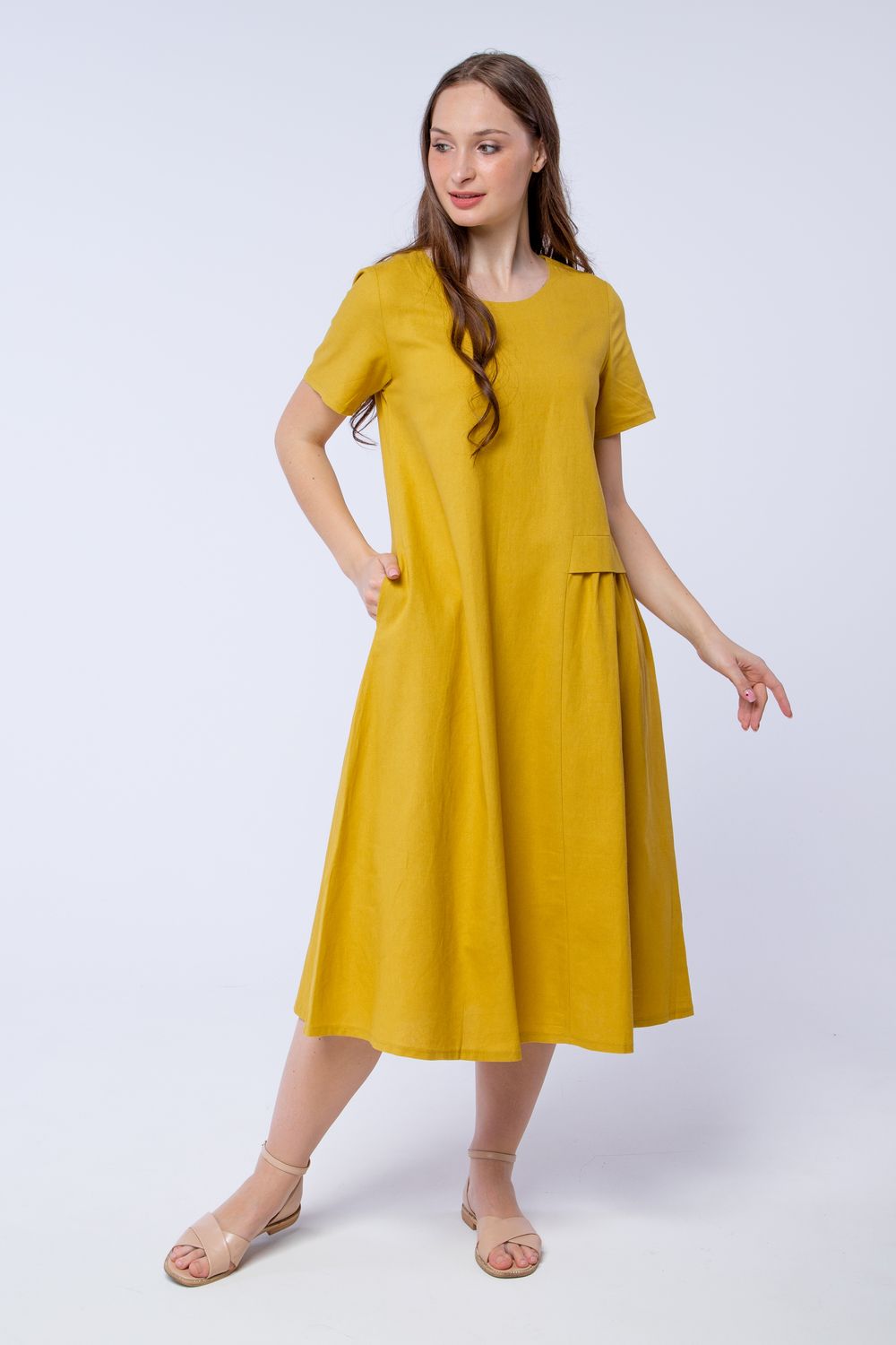 Платье женское LenaLineN арт. 003-122-23 - горчица