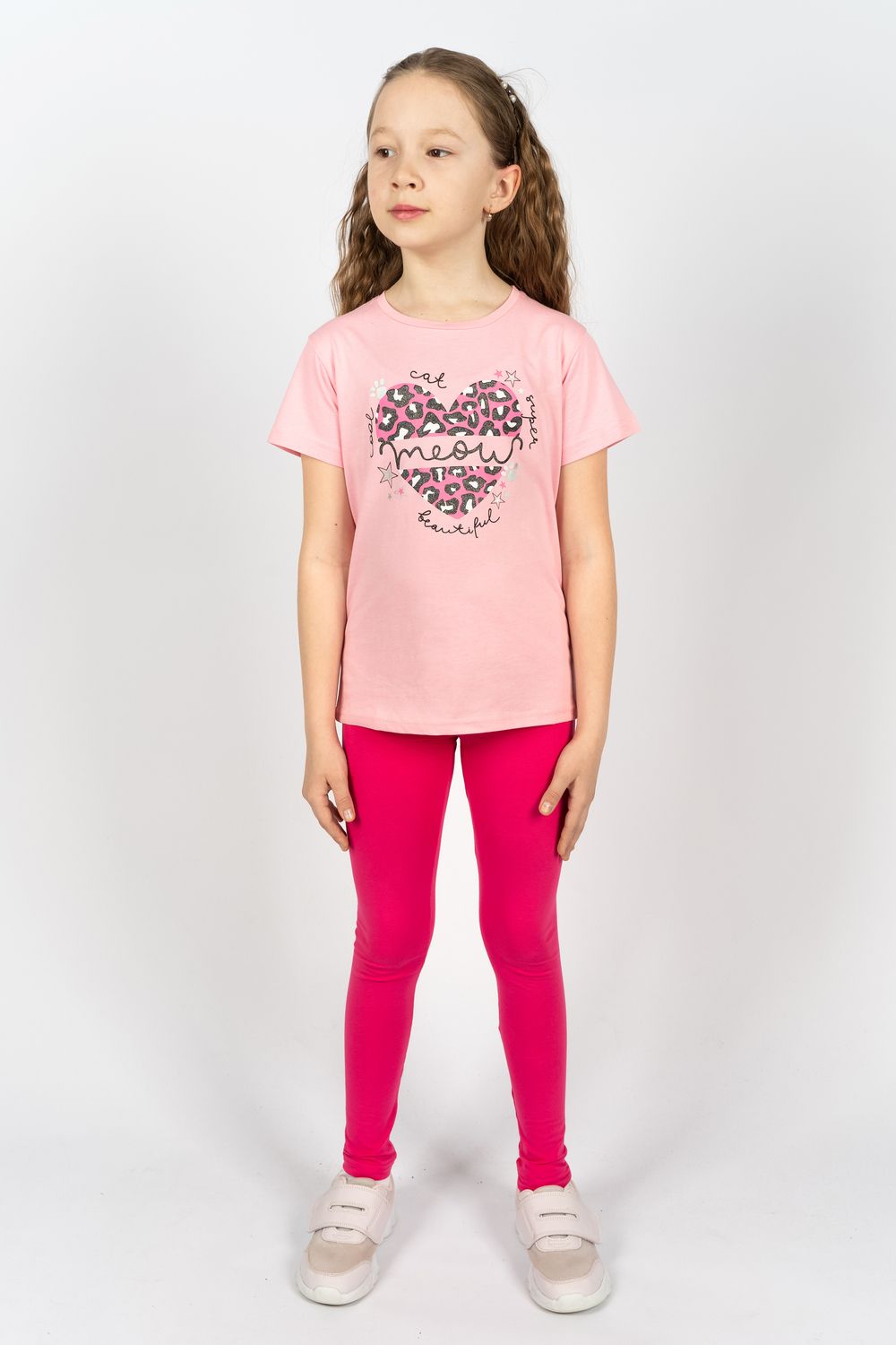 Комплект для девочки 41109 (футболка + лосины) - с.розовый/розовый