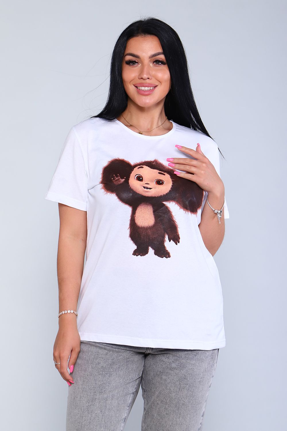 Футболка 25362 Чебурашка - белый