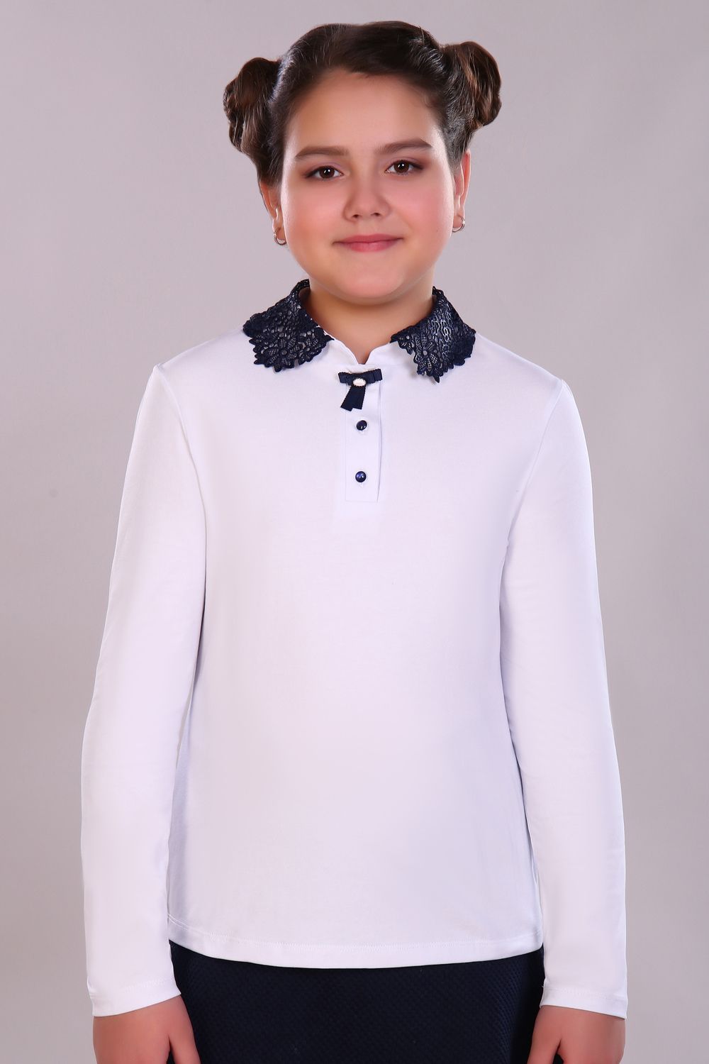 Блузка для девочки Рианна Арт.13180 - белый/темно-синий