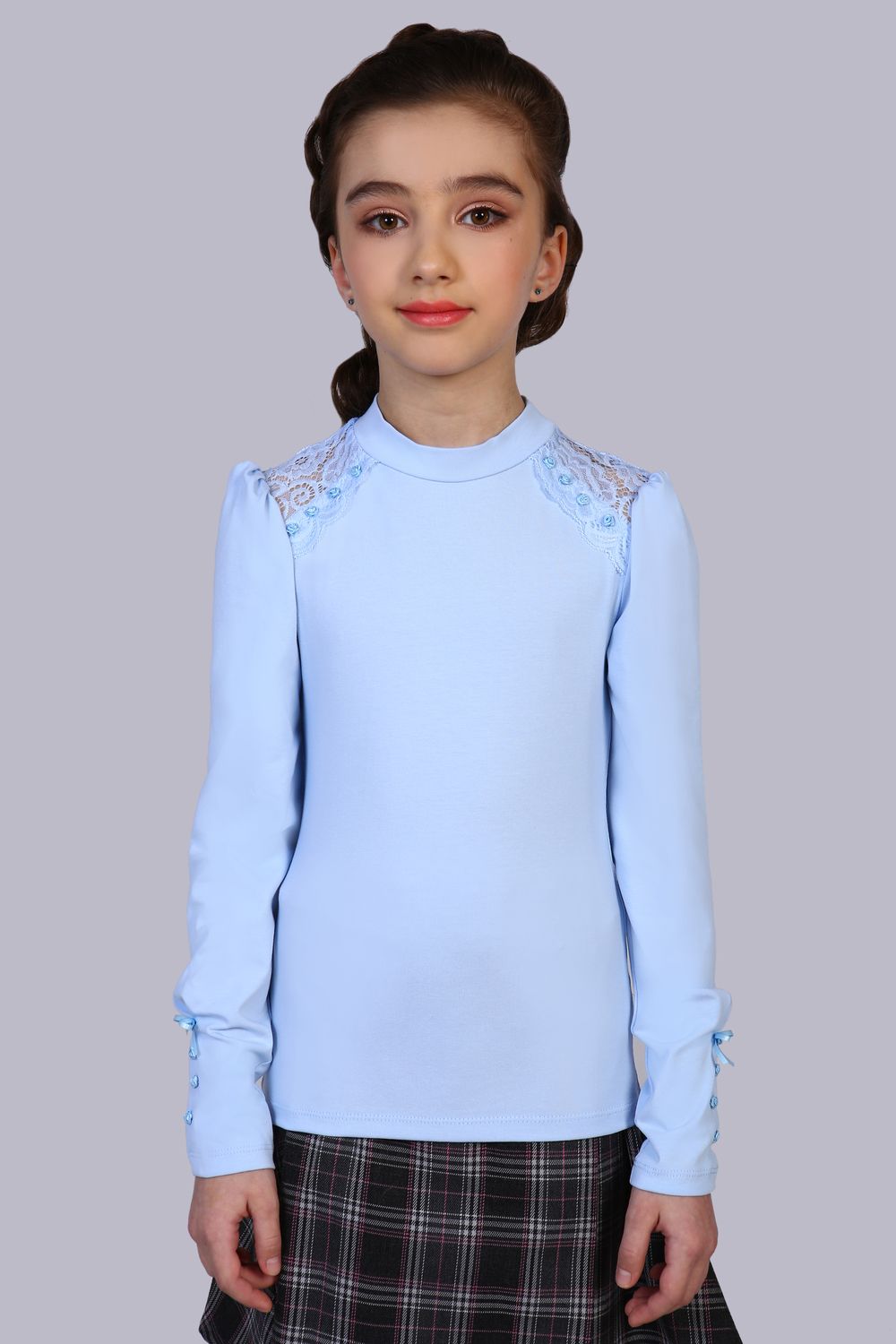 Блузка для девочки Алена арт. 13143 - светло-голубой