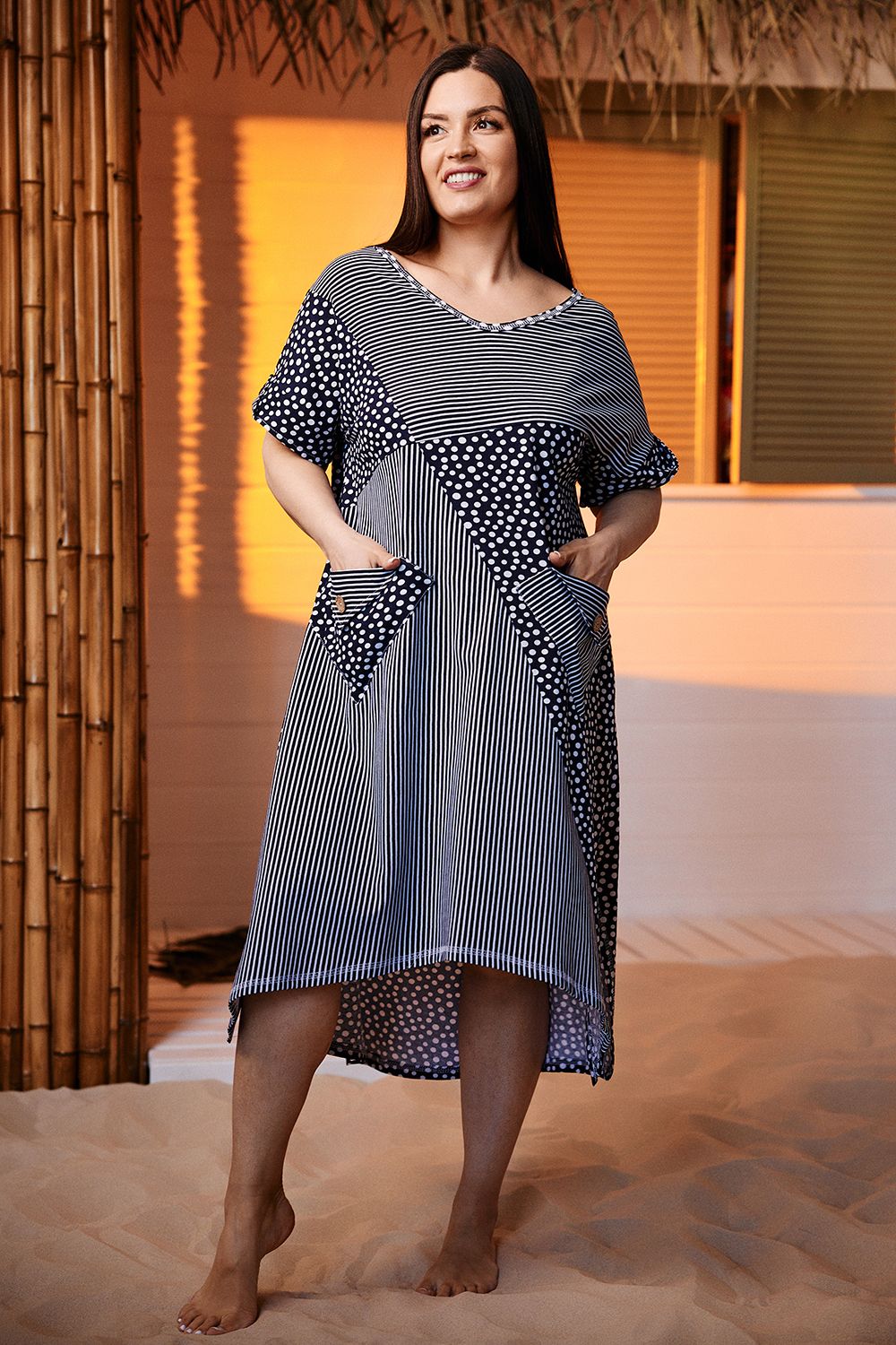 Платье 9202 - полоса горошек