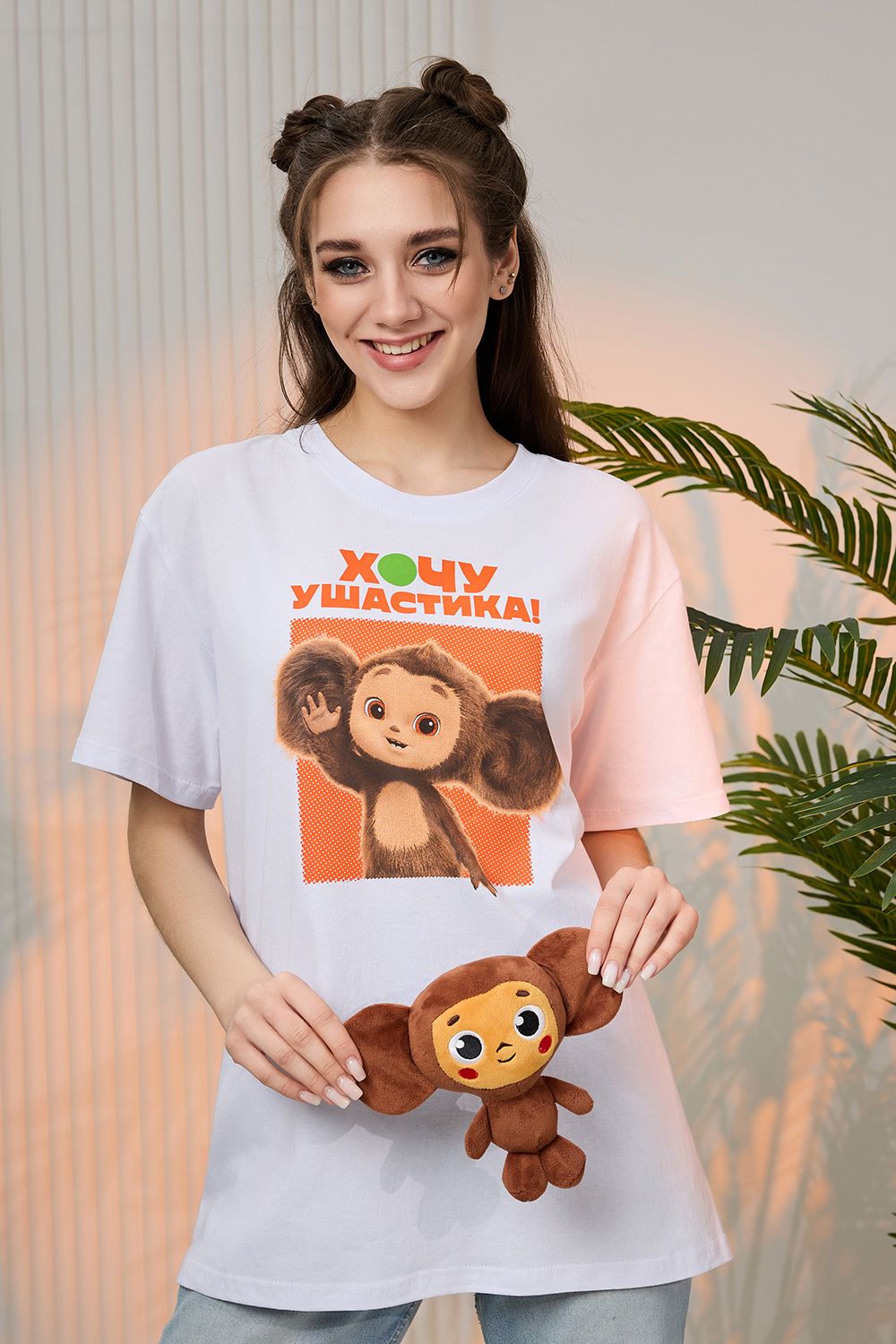 Футболка 8374 Чебурашка - белый