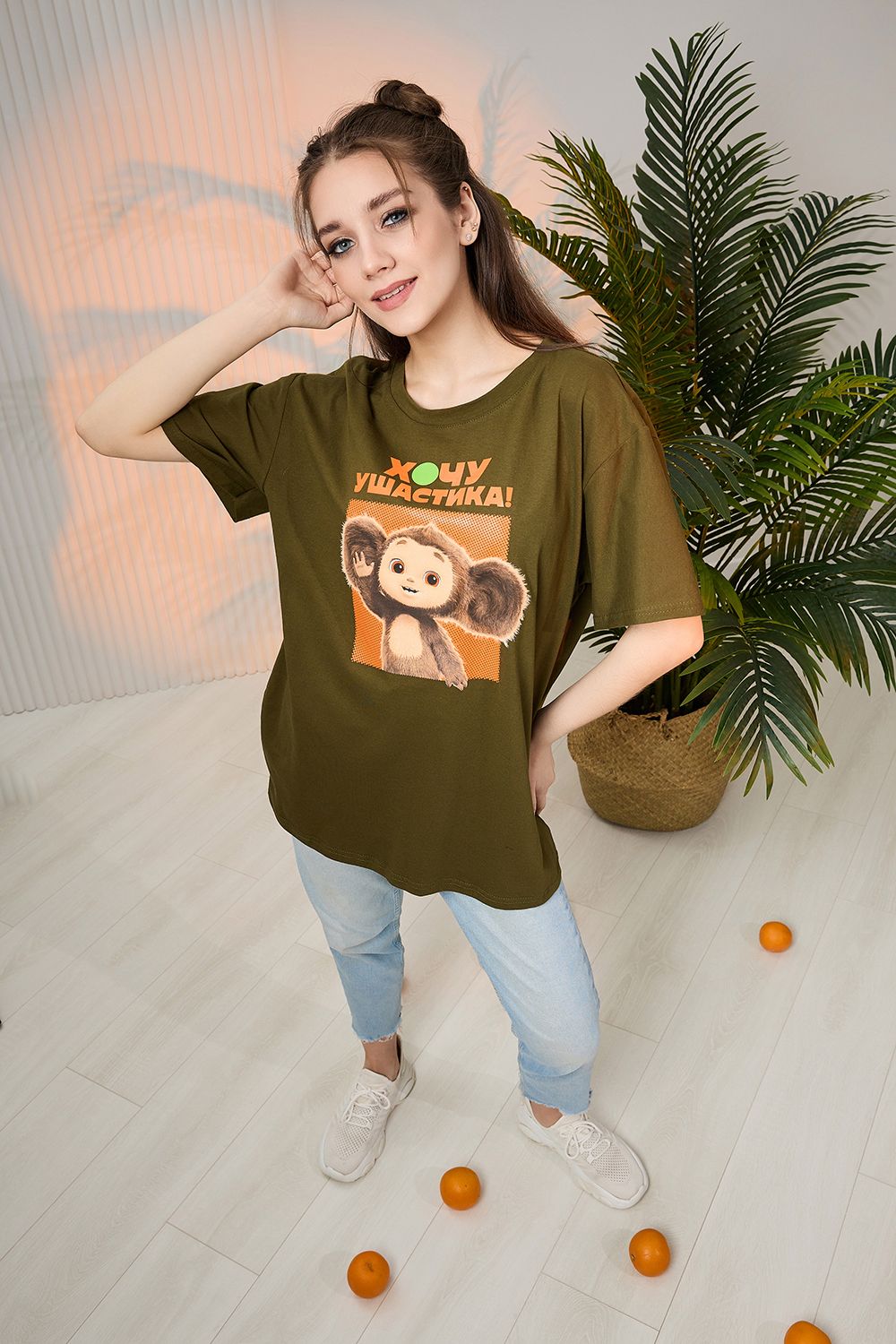 Футболка 8374 Чебурашка - хаки