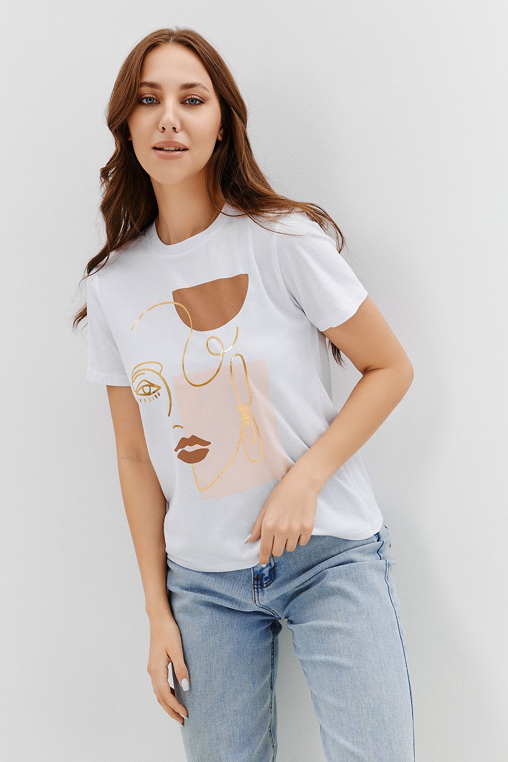 Футболка 67079 - белый+дама