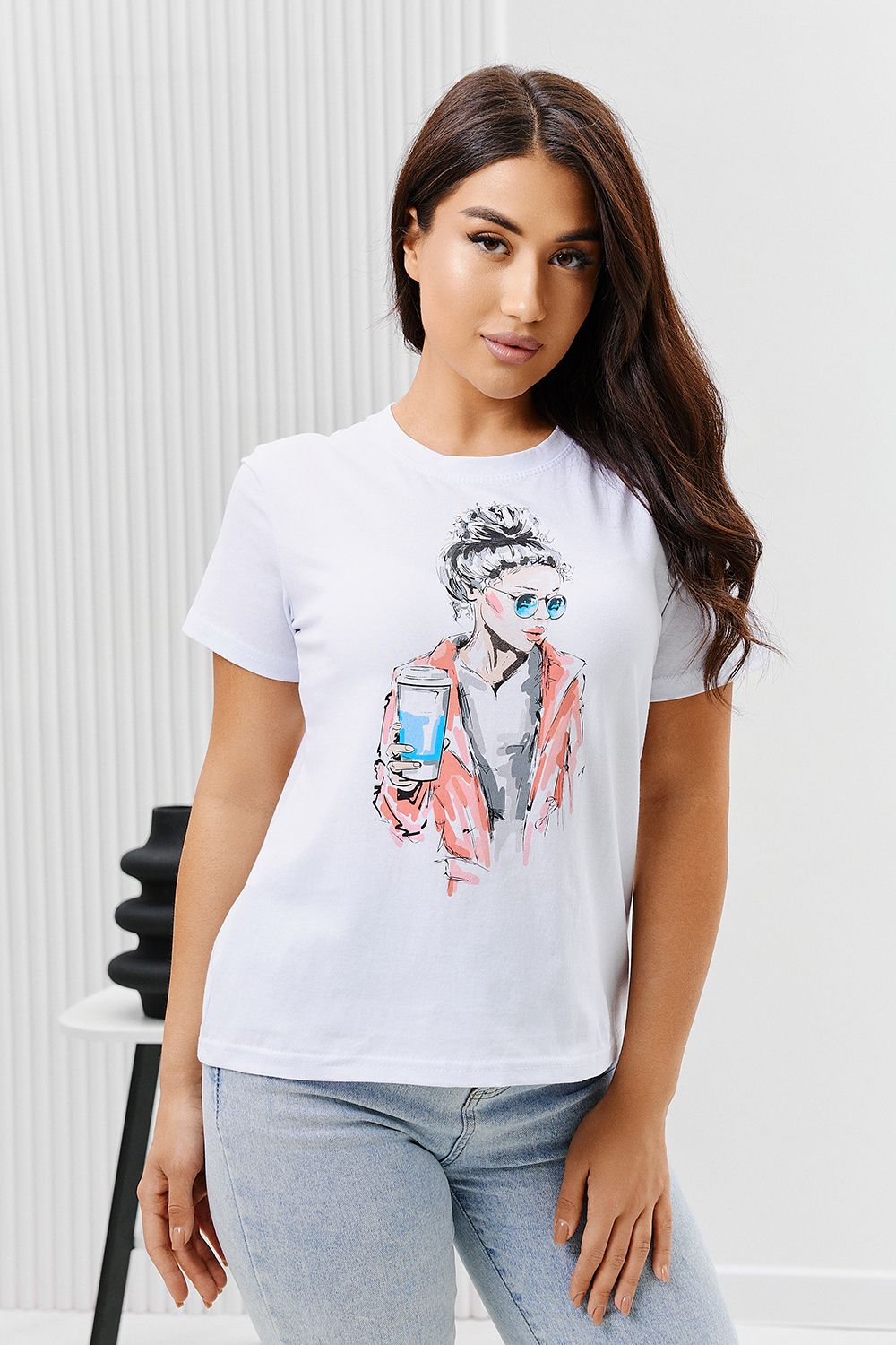 Футболка 67079 - белый+модница