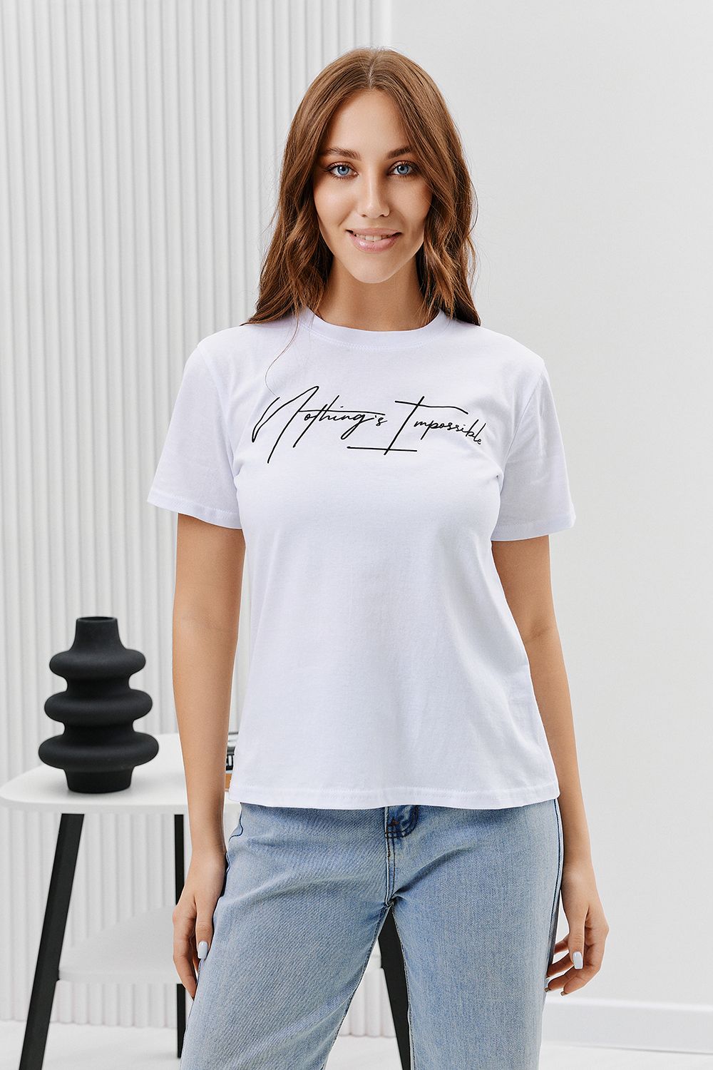 Футболка 67079 - белый+шрифт