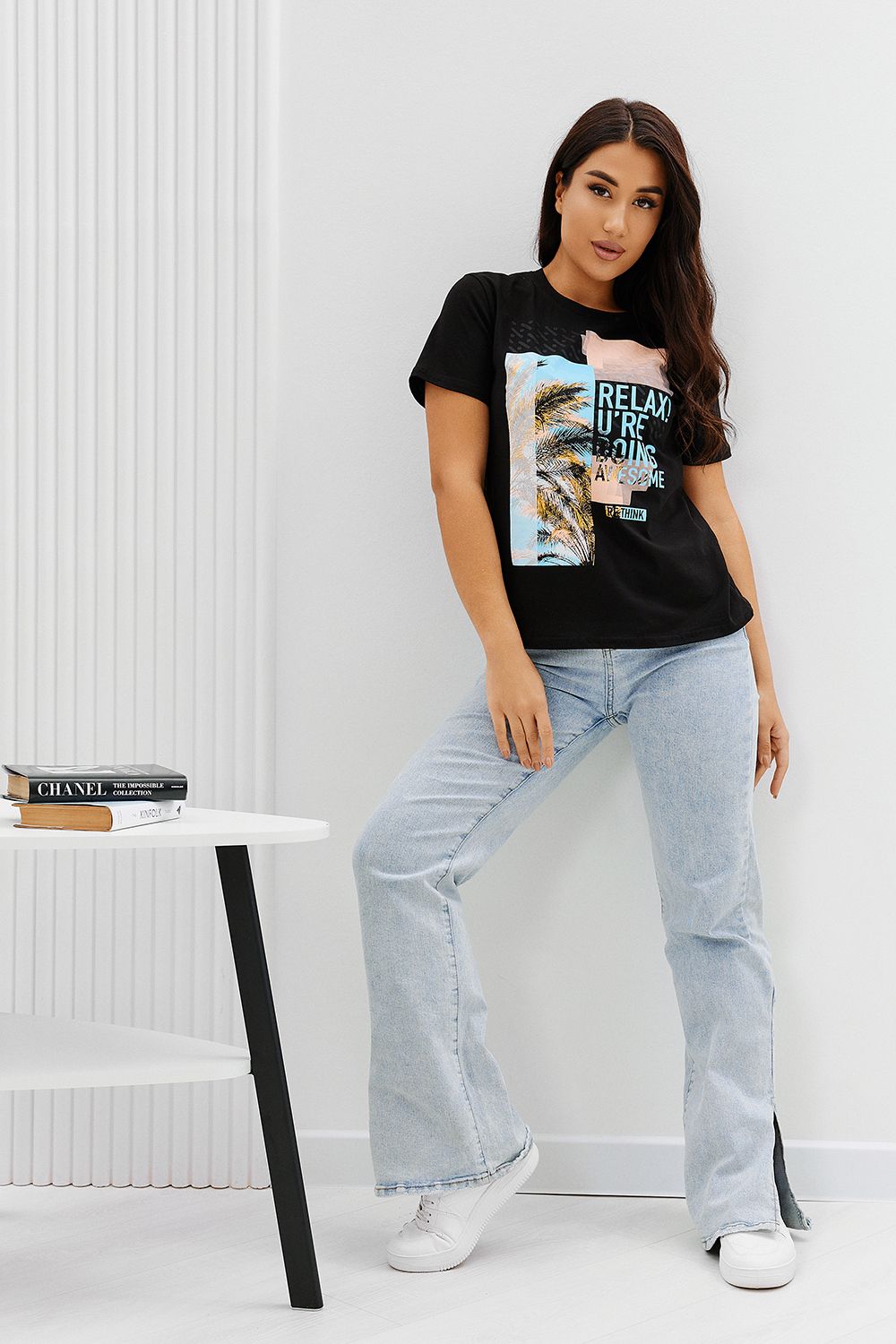 Футболка 67079 - черный+релакс