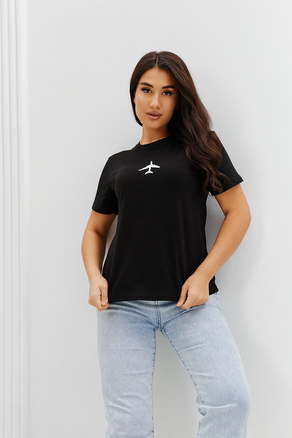 Футболка 67079 - черный+самолет