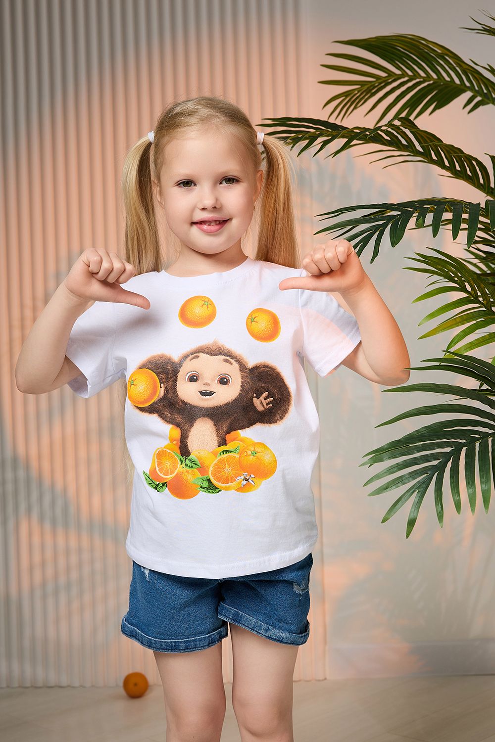 Футболка 7389 Чебурашка детская - белый