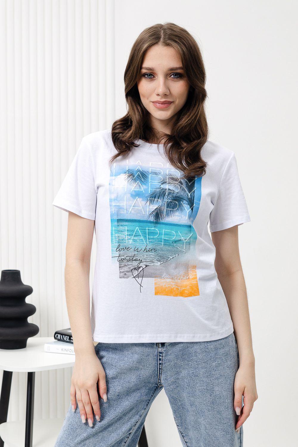 Футболка 67079 - белый+остров