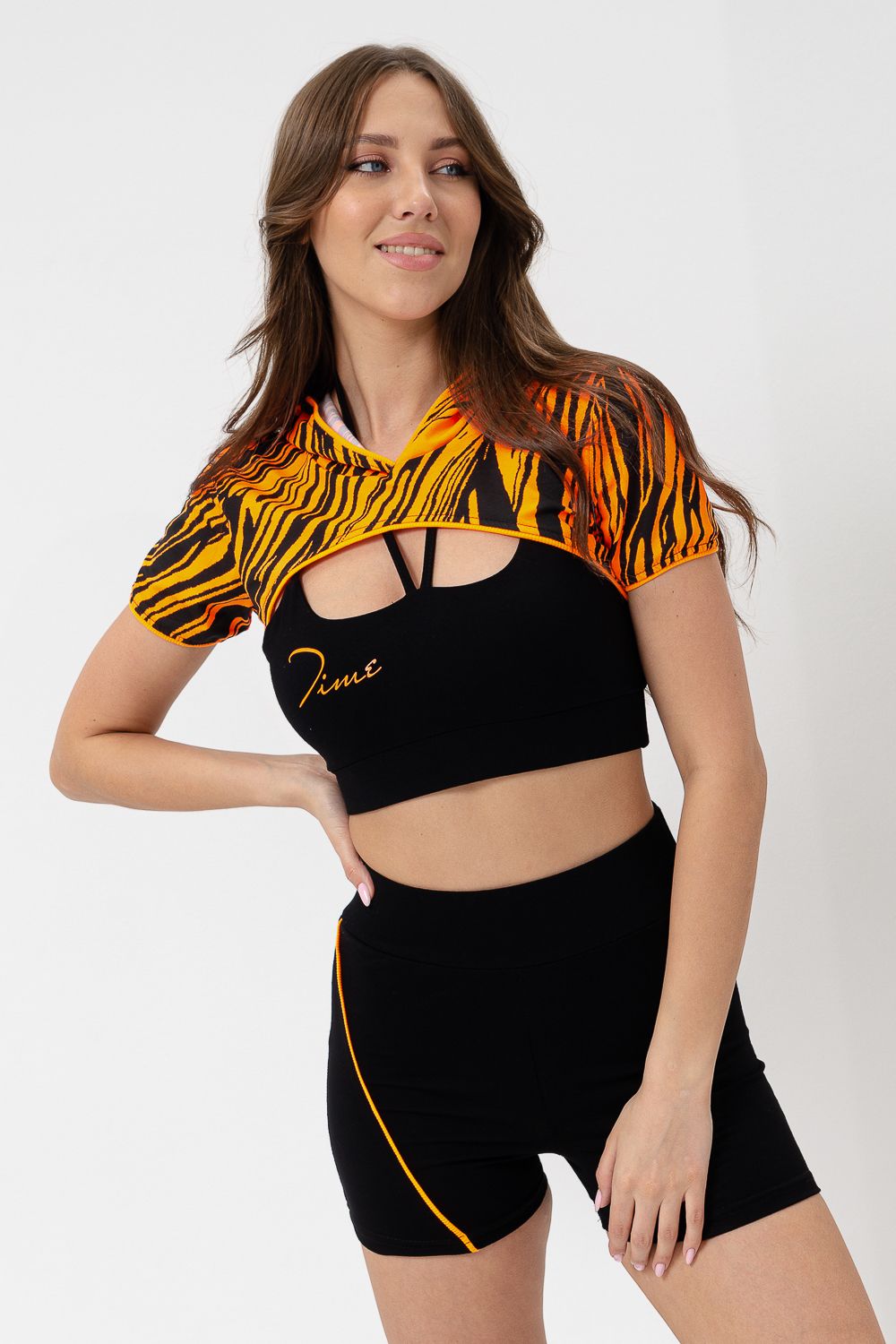 Костюм 67077 - черный+оранжевый водросли