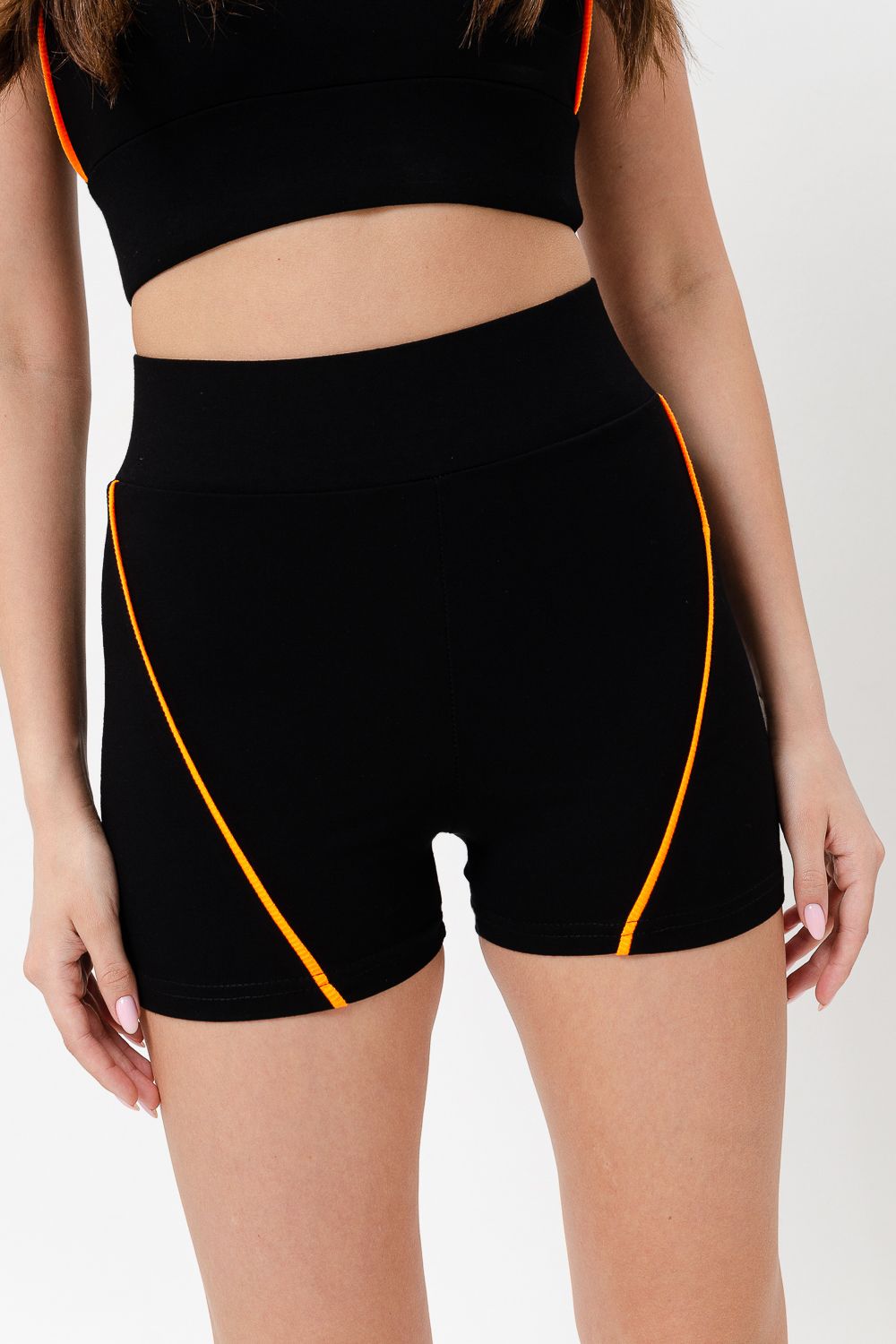 Шорты 67073 - черный+оранжевый неон