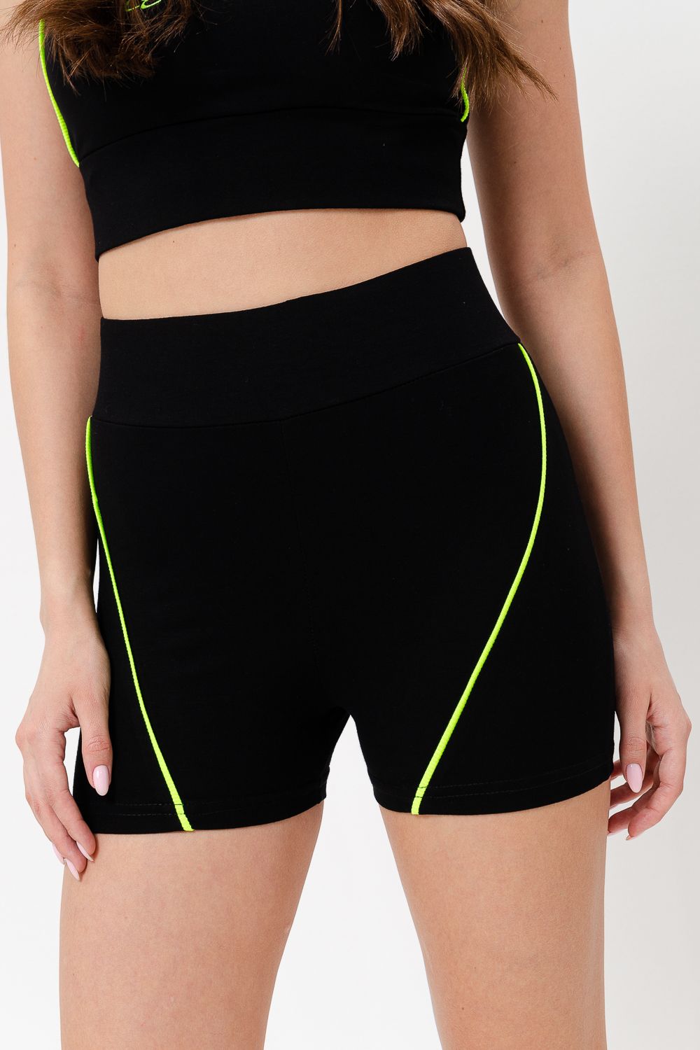 Шорты 67073 - черный+желтый неон