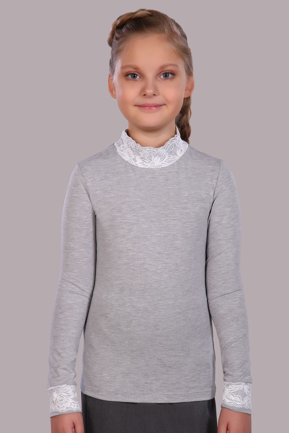 Блузка для девочки Дженифер арт. 13119 - серый меланж