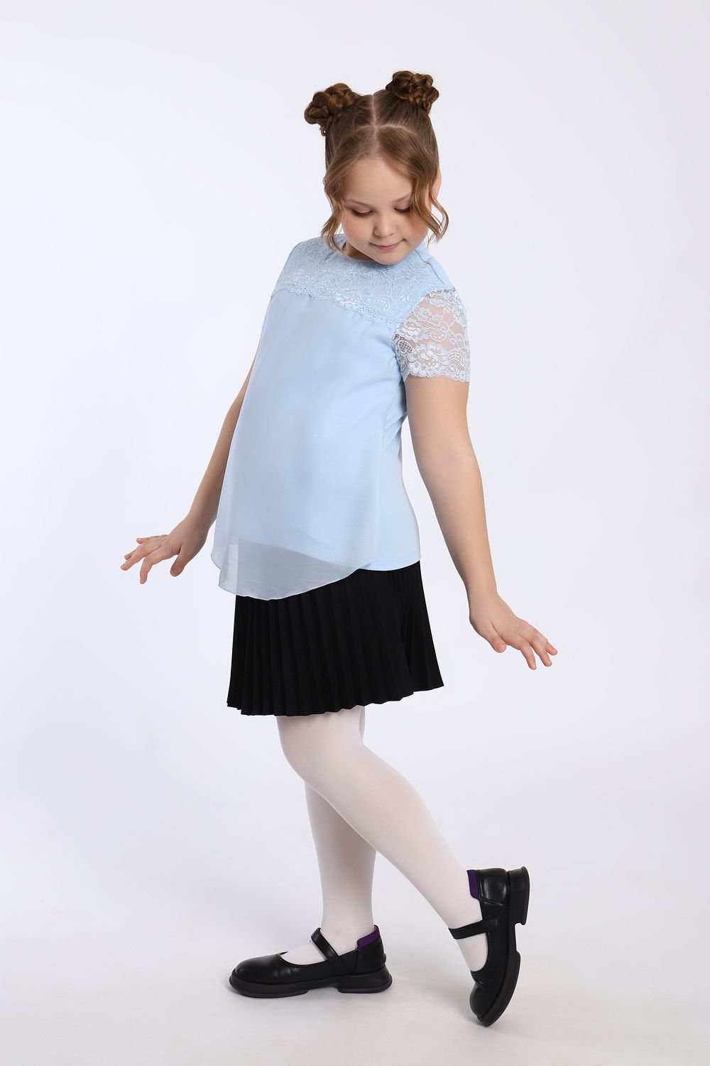 Блузка для девочки Анжелика Арт. 13177 - светло-голубой