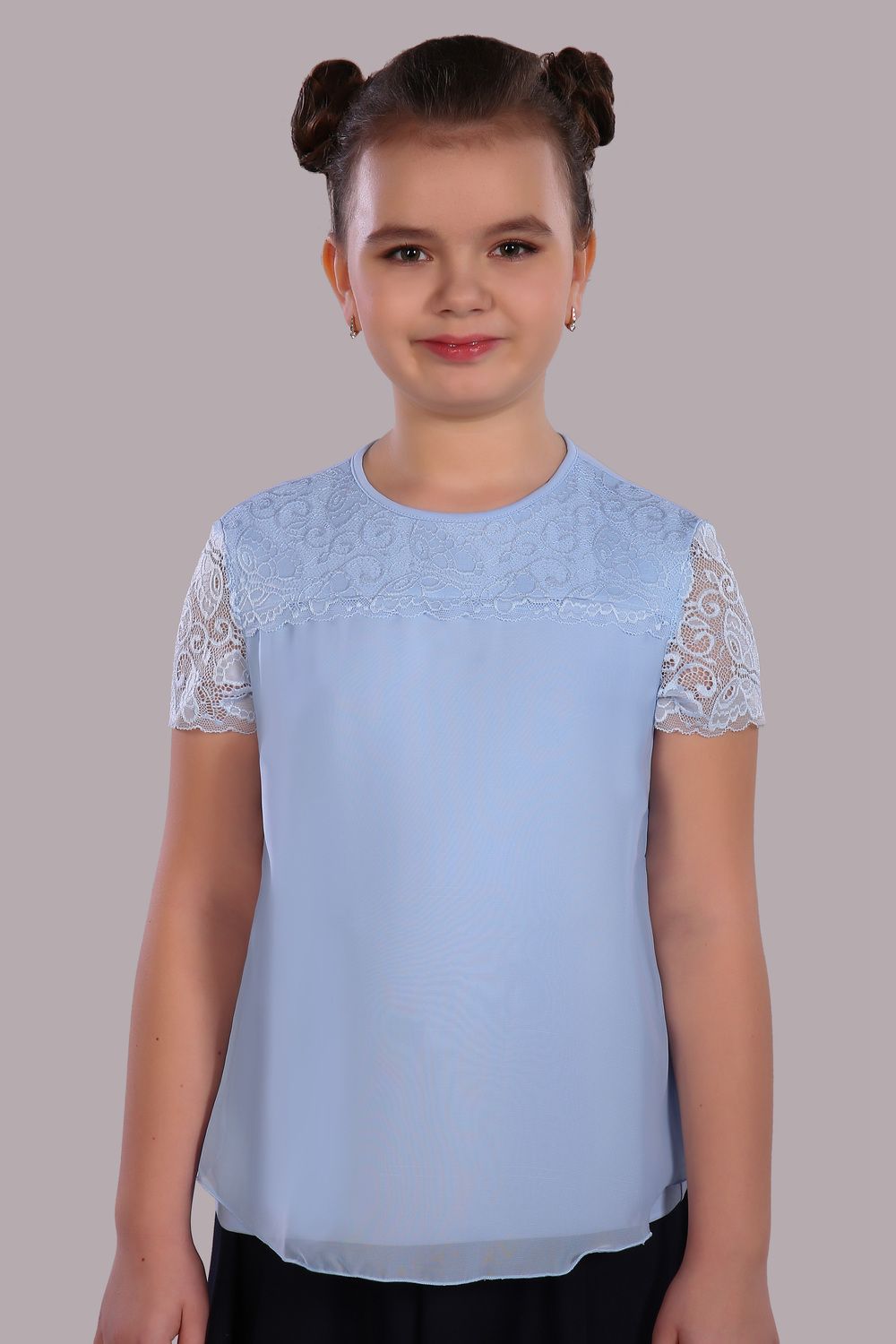 Блузка для девочки Анжелика Арт. 13177 - светло-голубой