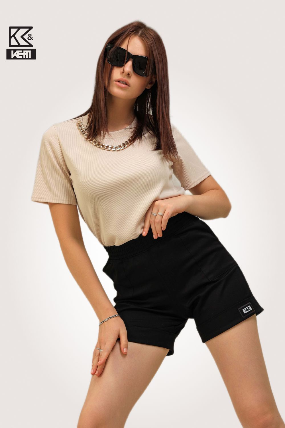 Шорты джинсовые женские K&M 88505 - черный