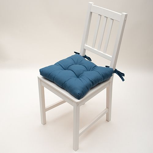 Сидушка на стул с завязками "Цвет эмоций" , саржа, "Голубая сталь"