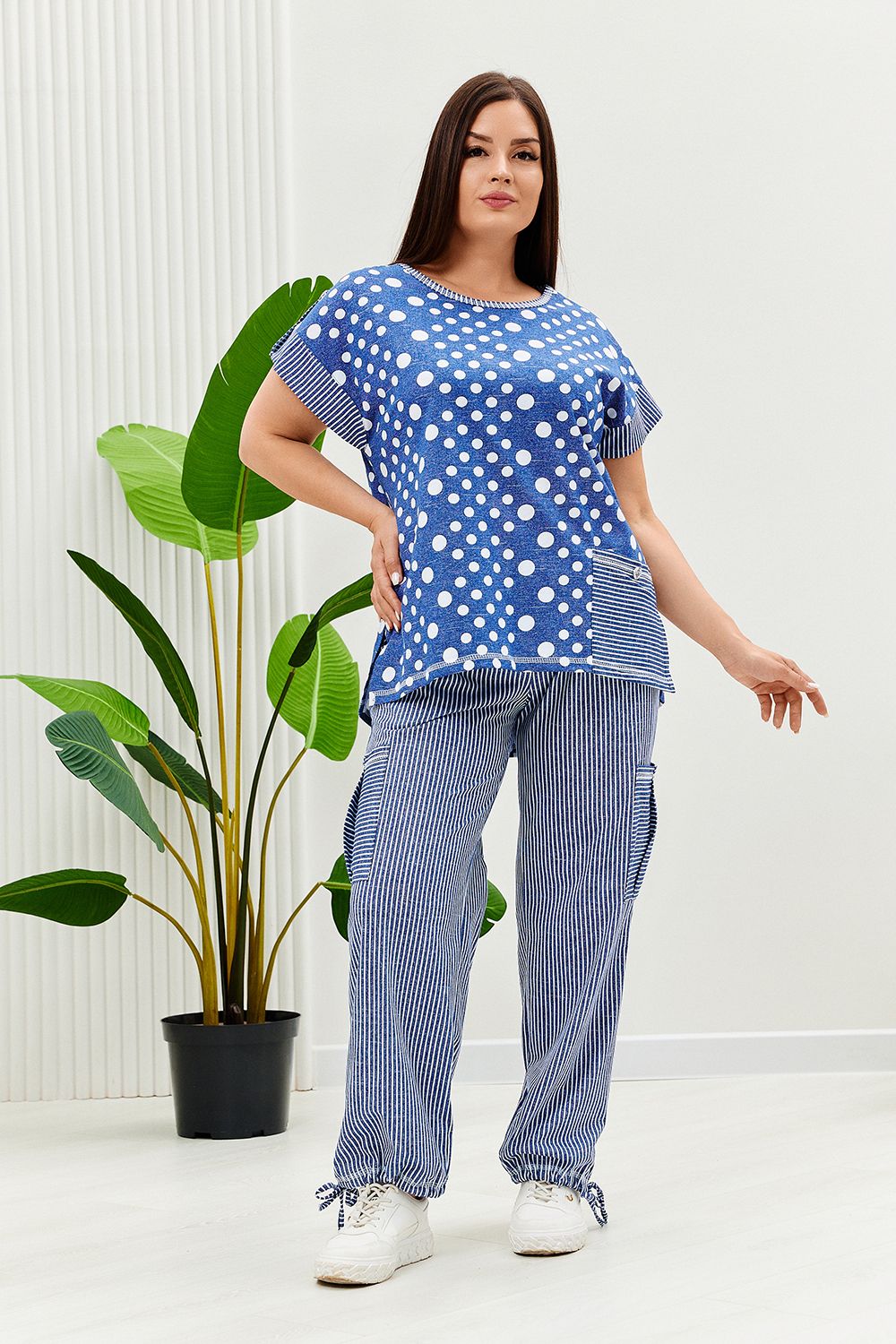 Костюм 9206 - полоса горох джинс