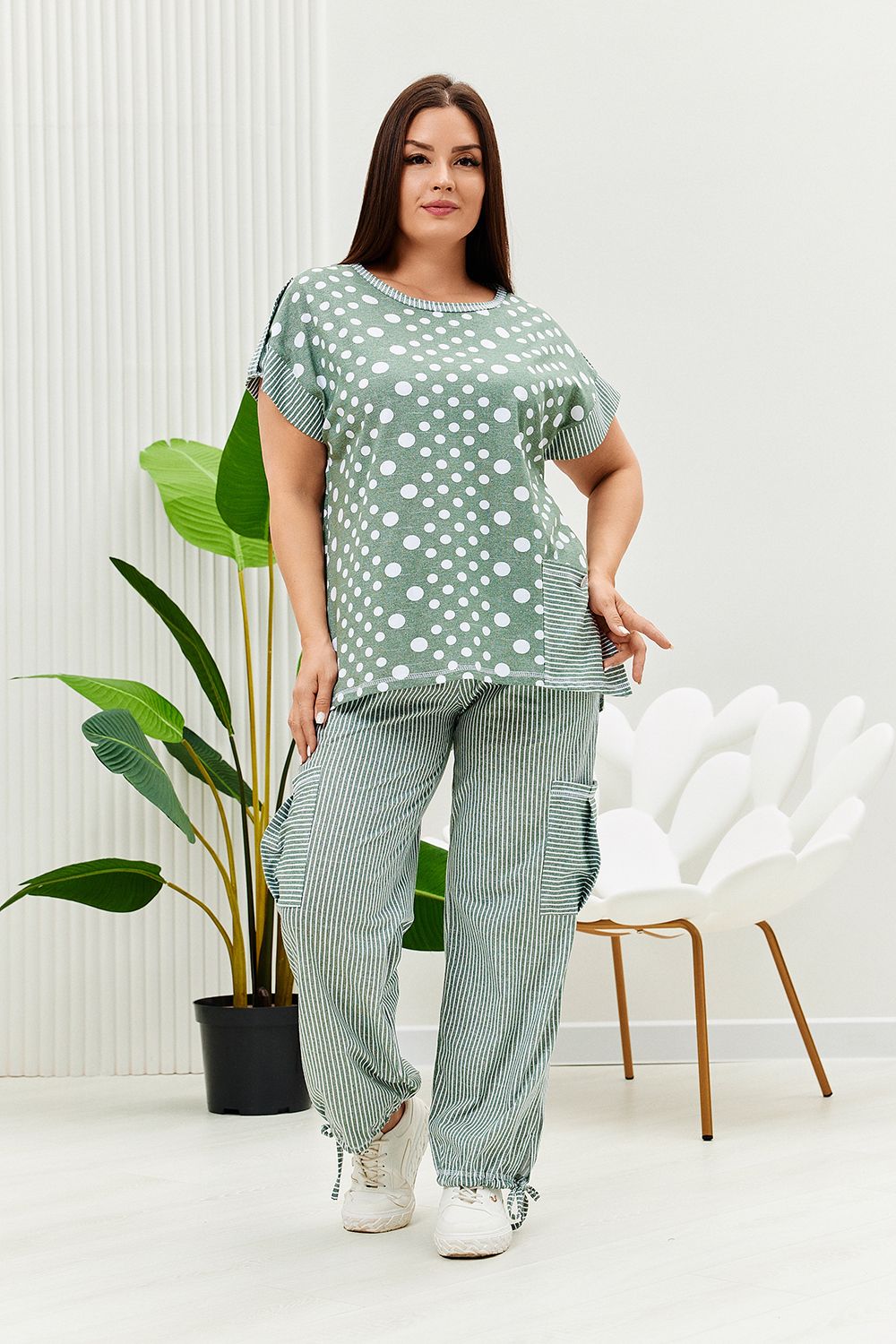 Костюм 9206 - полоса горох хаки