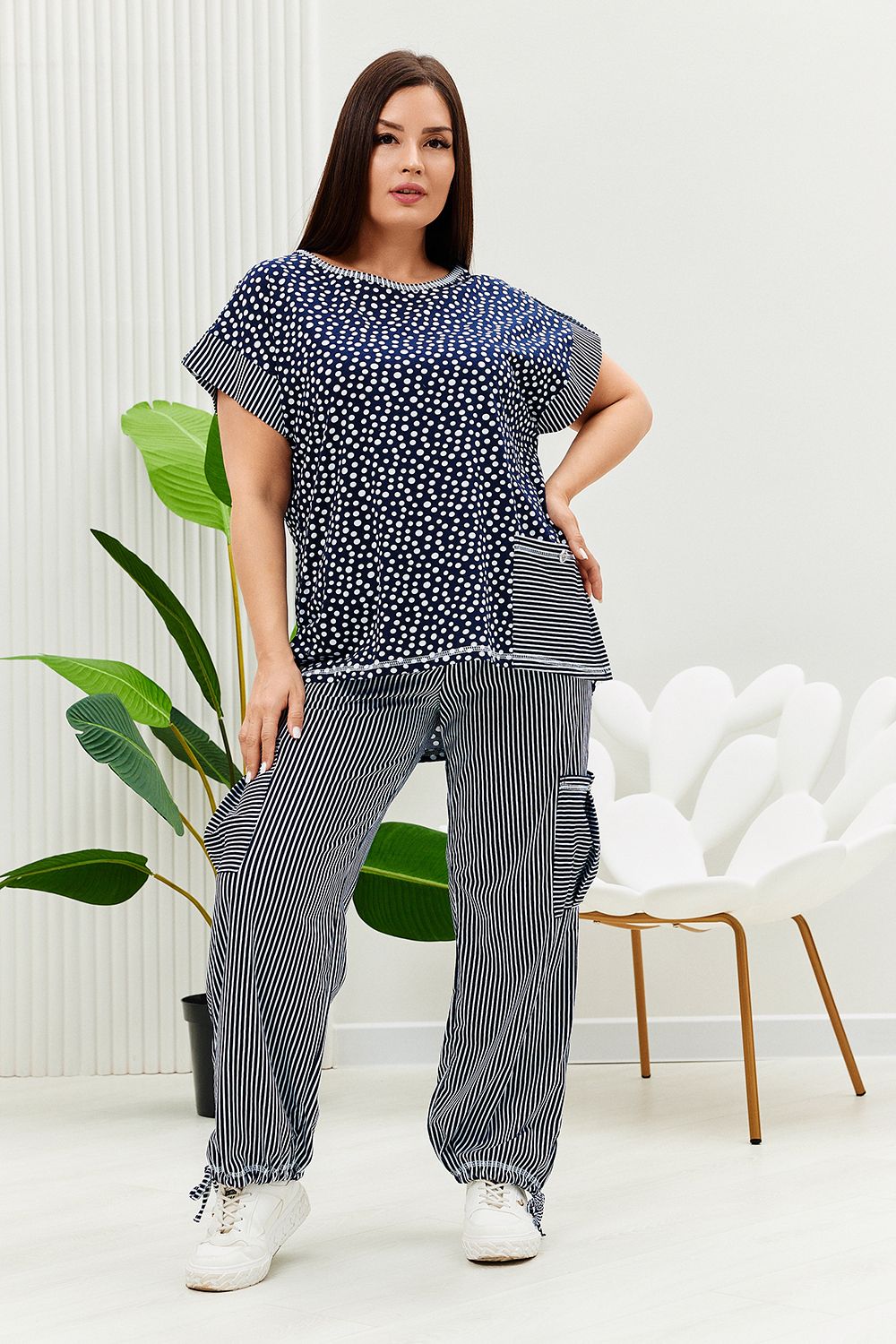 Костюм 9206 - полоса горошек