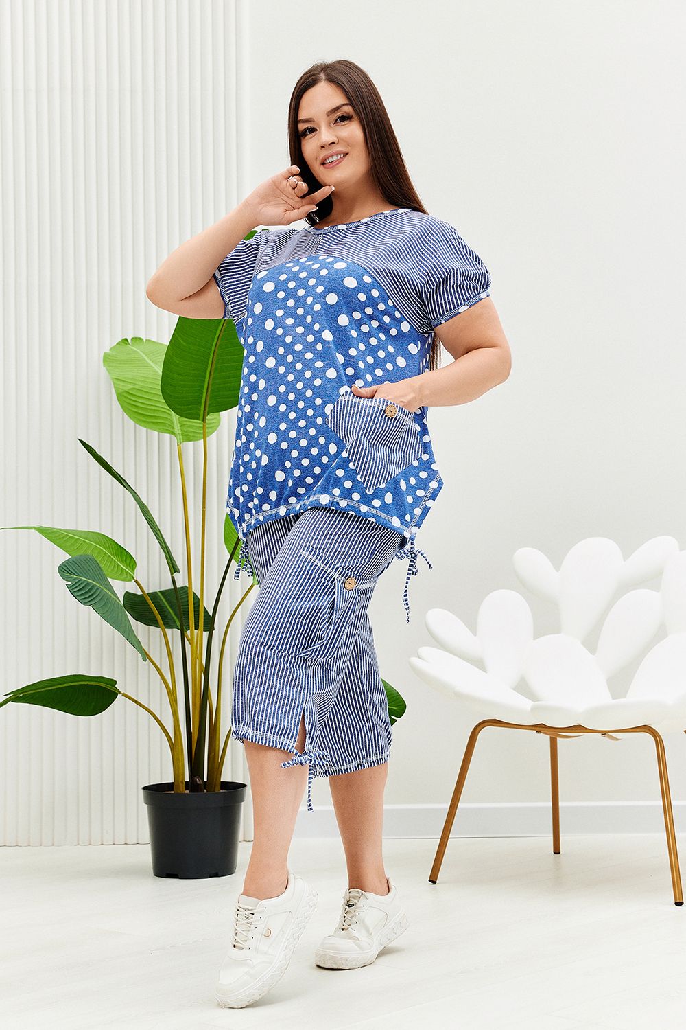 Костюм 9204 - полоса горох джинс