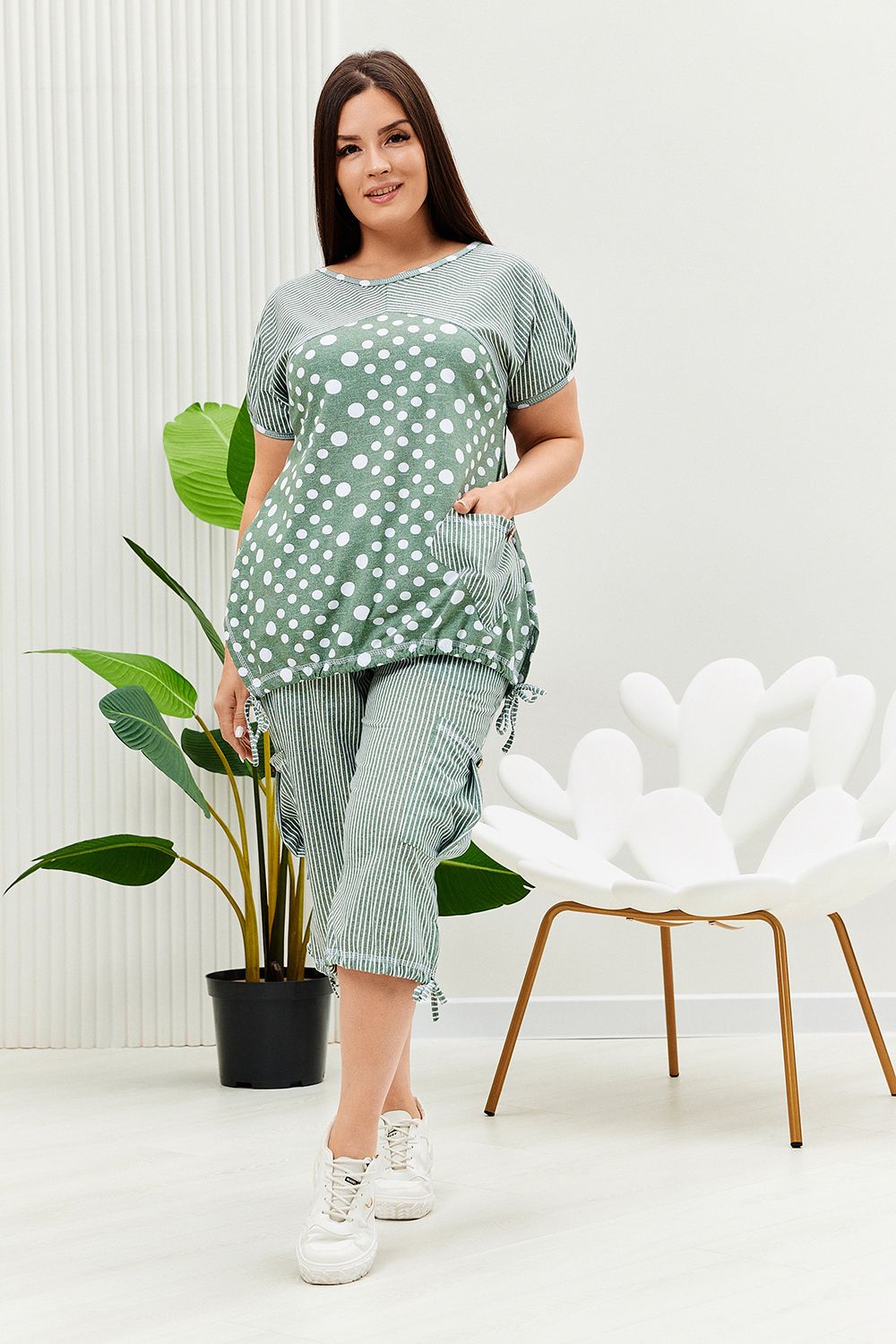 Костюм 9204 - полоса горох хаки