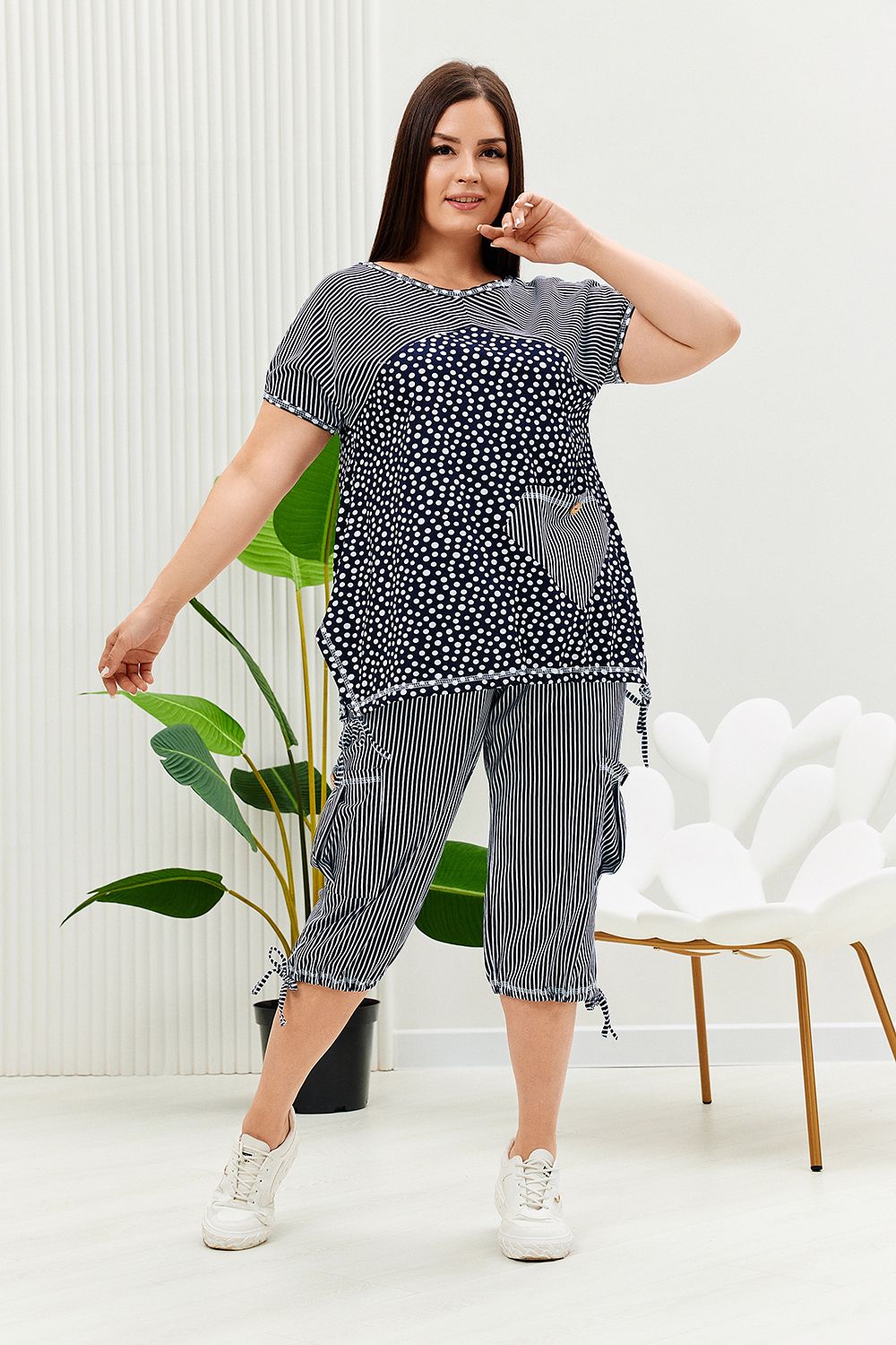 Костюм 9204 - полоса горошек