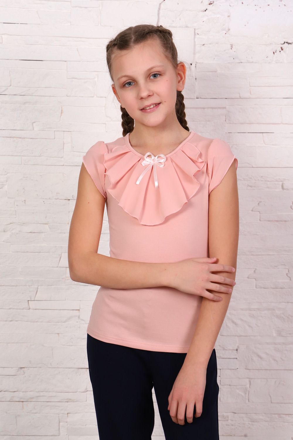 Миленушка блузка детская кор. рукав - пудра