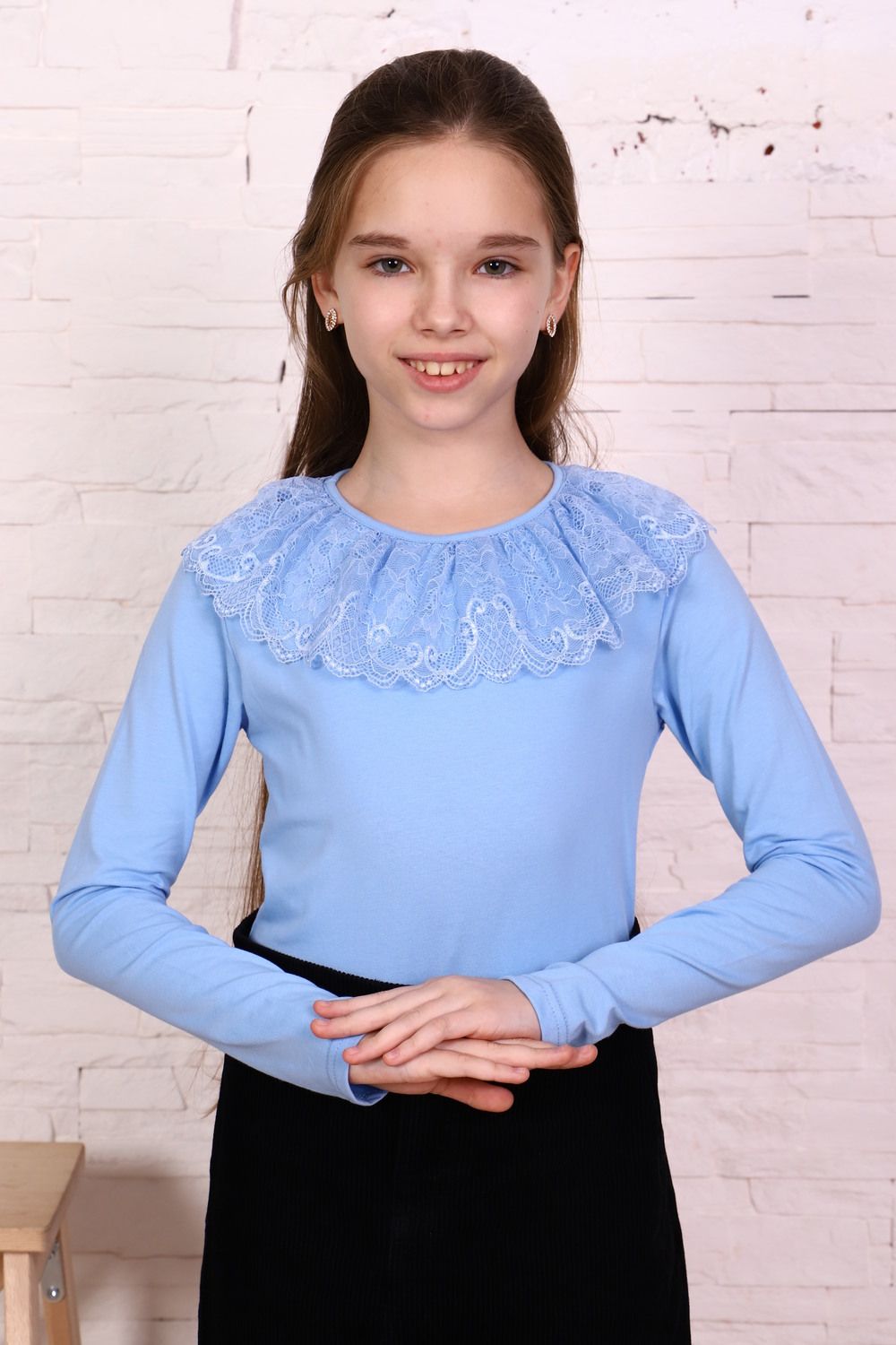 Фиона блузка детская дл. рукав - голубой-голубой