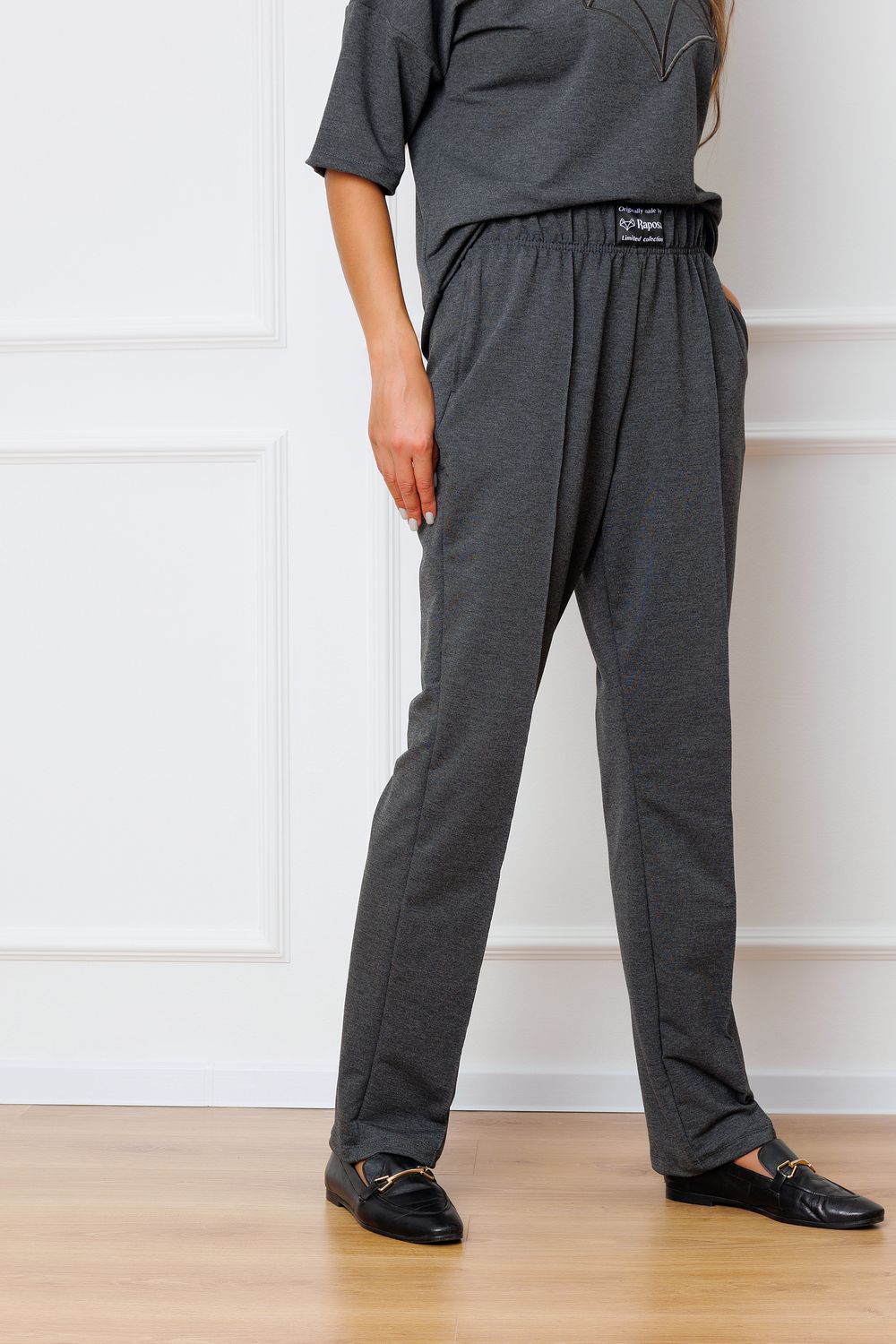 Брюки женские трикотажные со стрелкой 343 - темно-серый