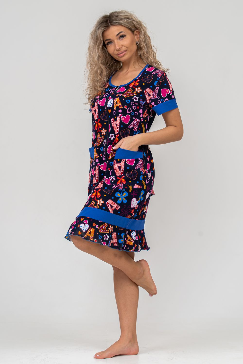 Халат 36640 - темно-синий