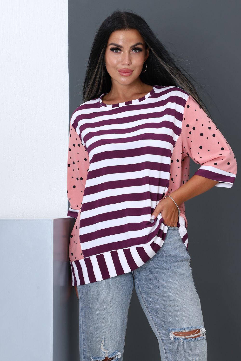 Туника 52290 - бело-сиреневый