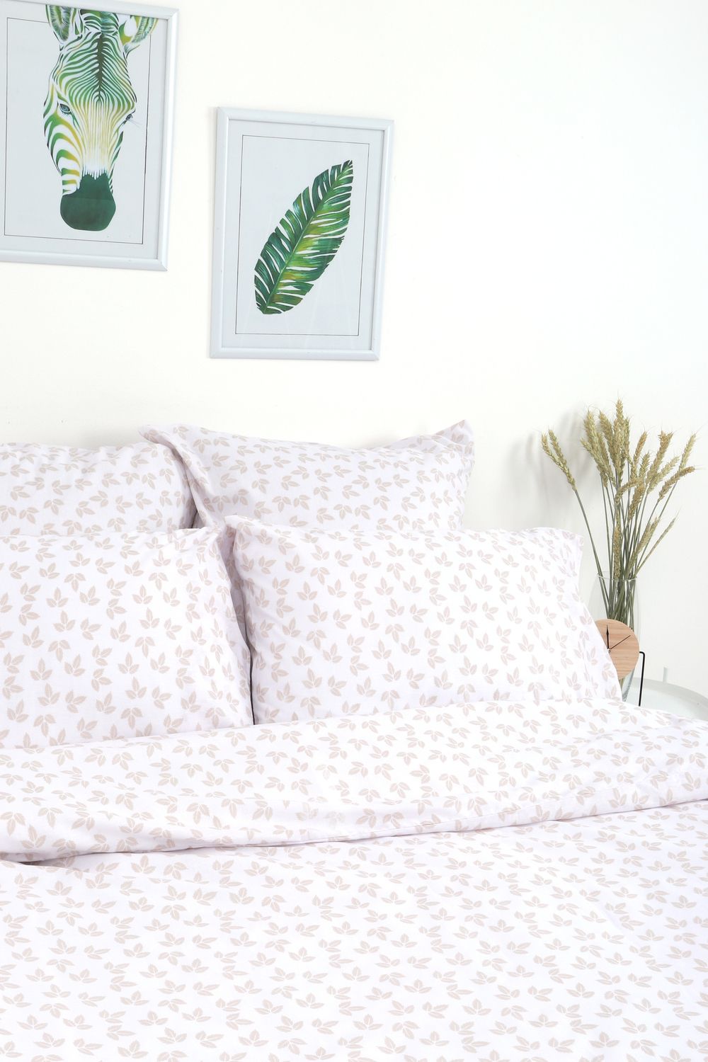 Пододеяльник поплин Первые листочки - белый