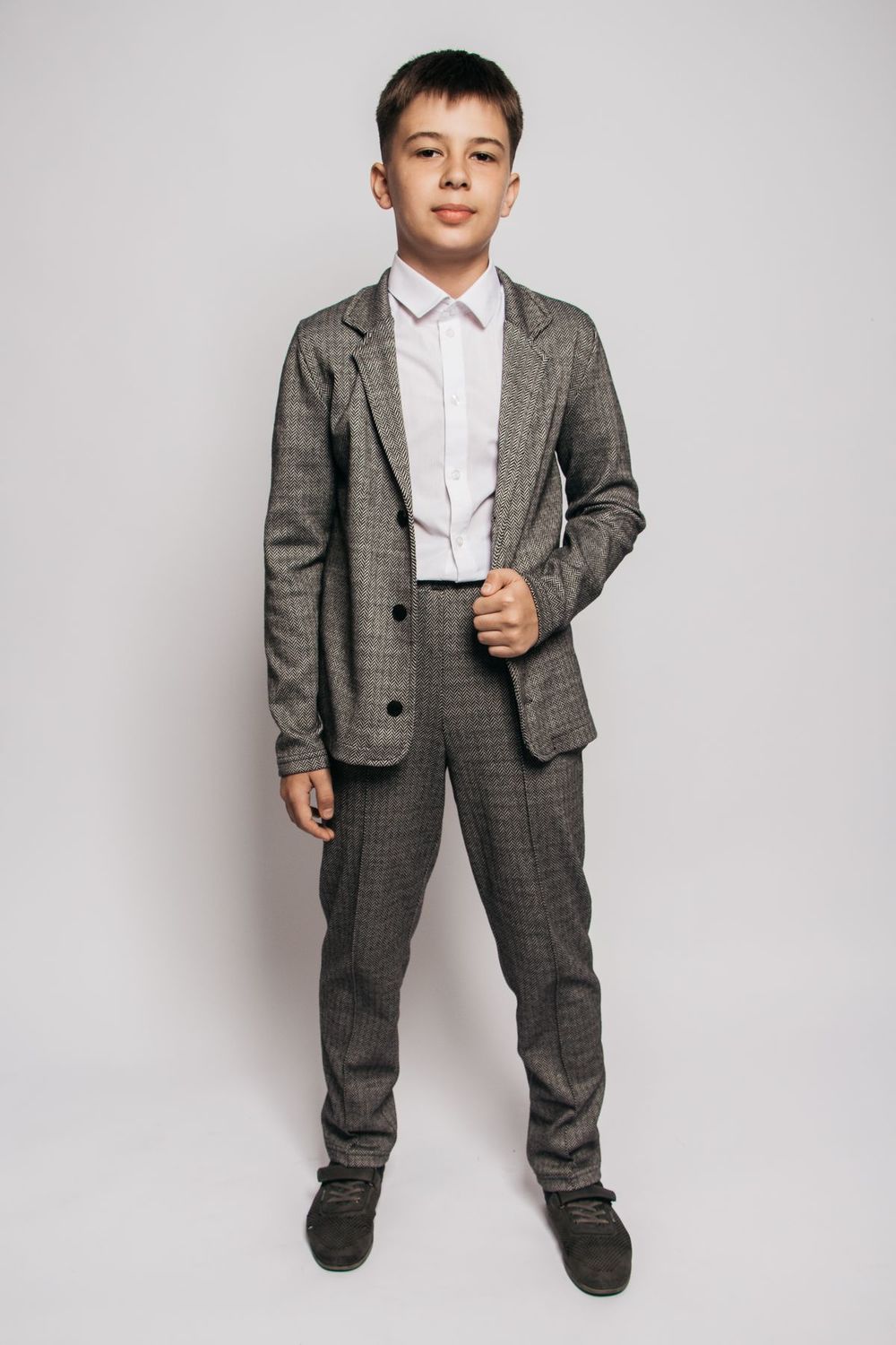 Пиджак детский 62295 - серая елочка