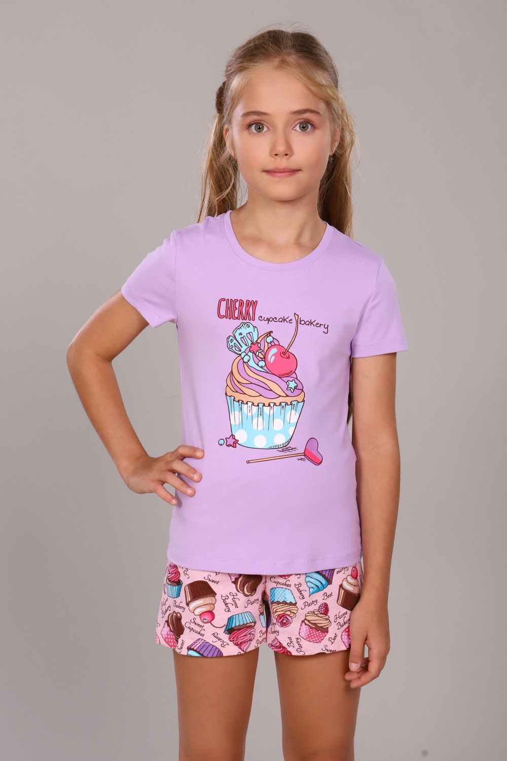 Пижама для девочки Кексы арт. ПД-009-027 - светло-сиреневый