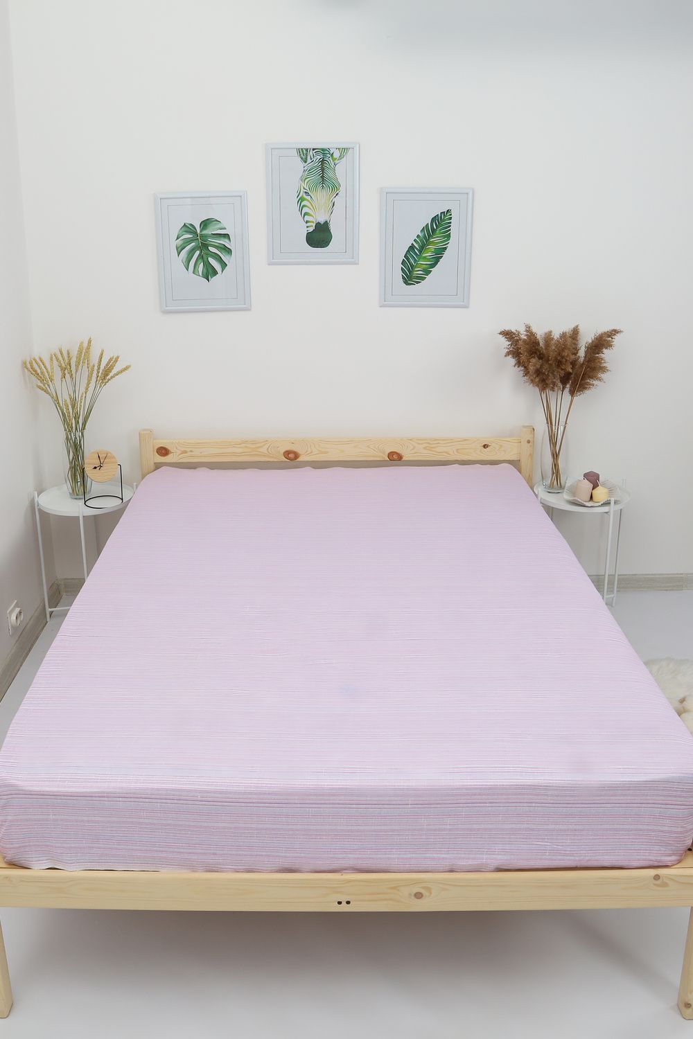 Простыня п/лен Полосатый рейс - розовый