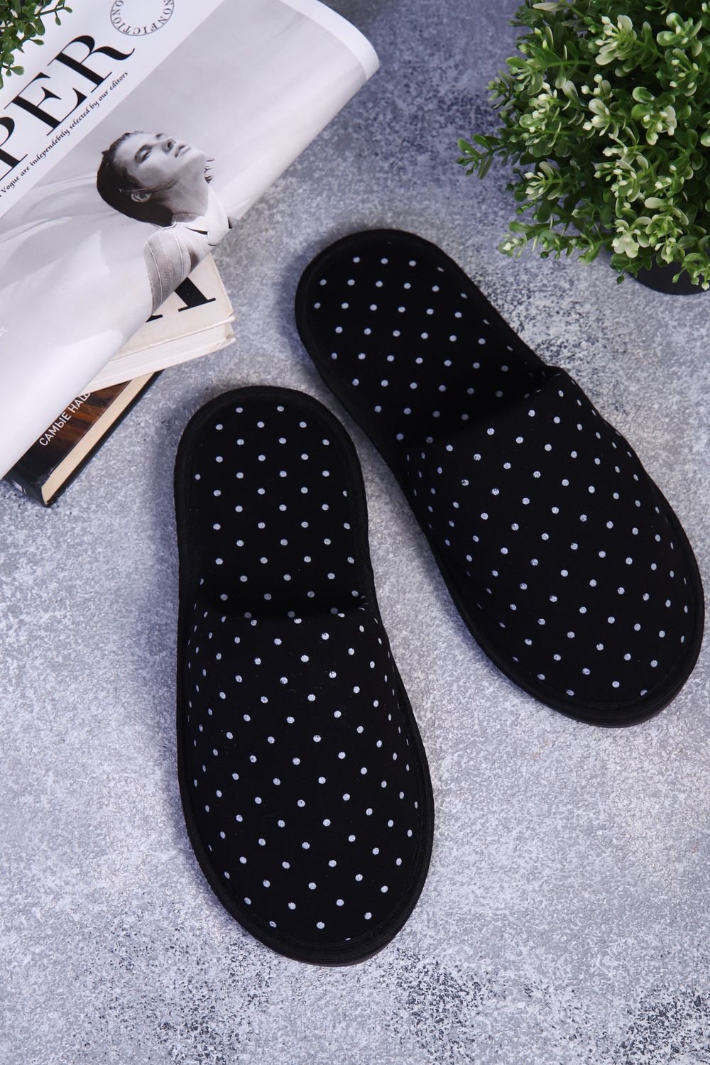 Тапки Горох - черный