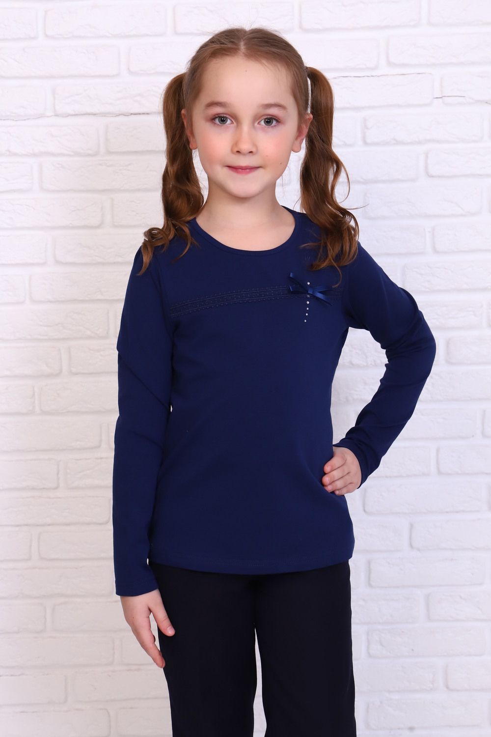 Непоседа блузка детская дл.рукав - темно-синий